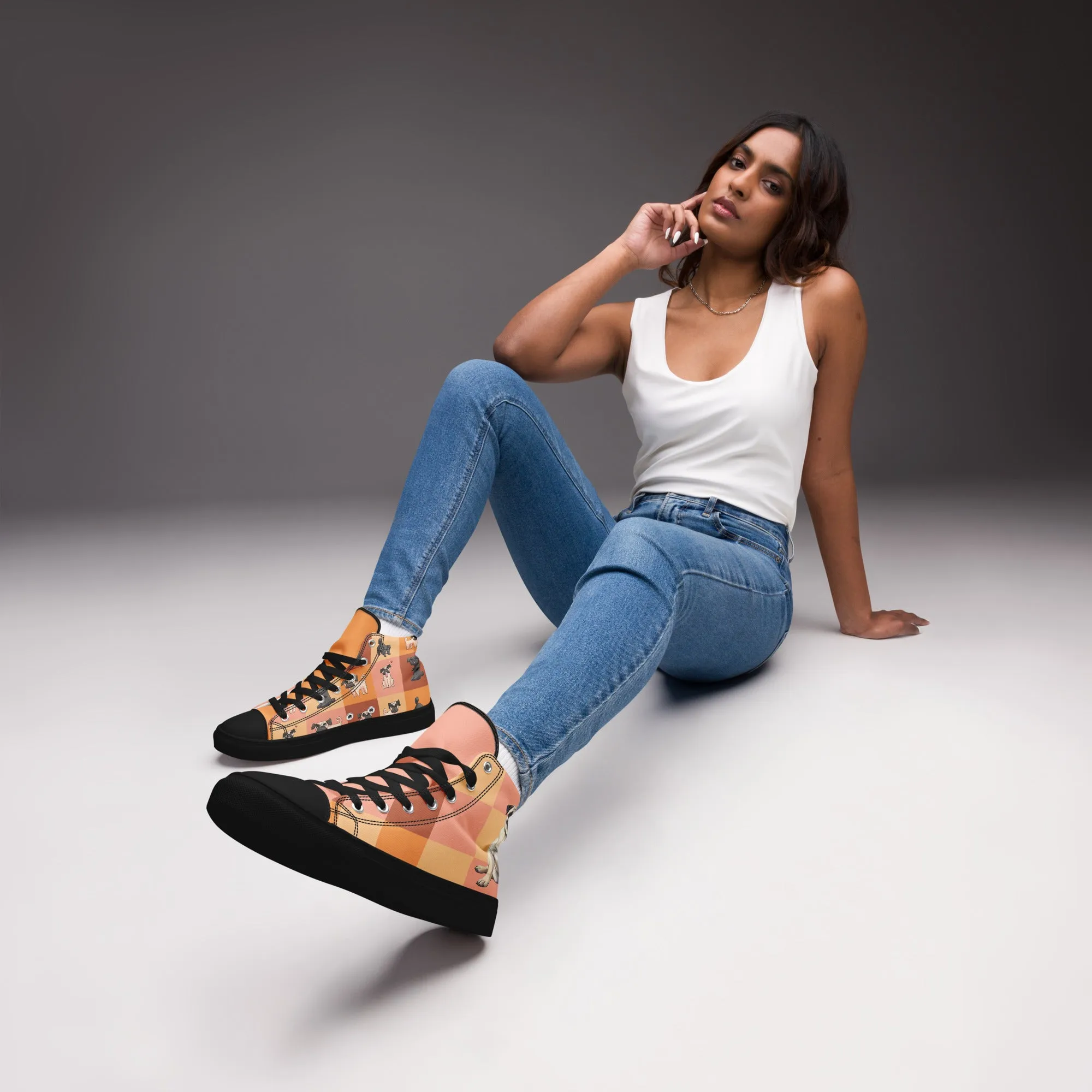Chic Pug Print Women's High-Top Sneakers