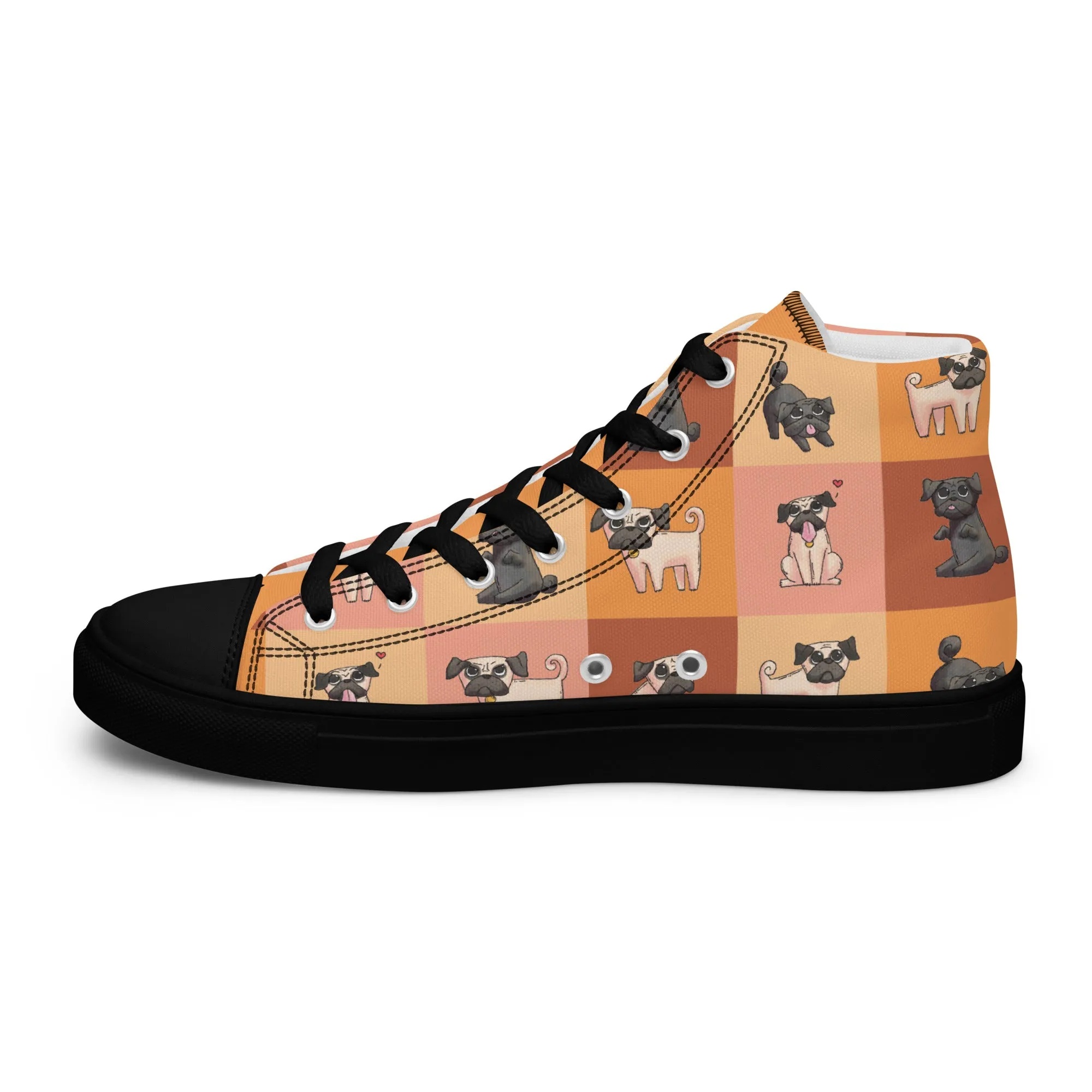 Chic Pug Print Women's High-Top Sneakers