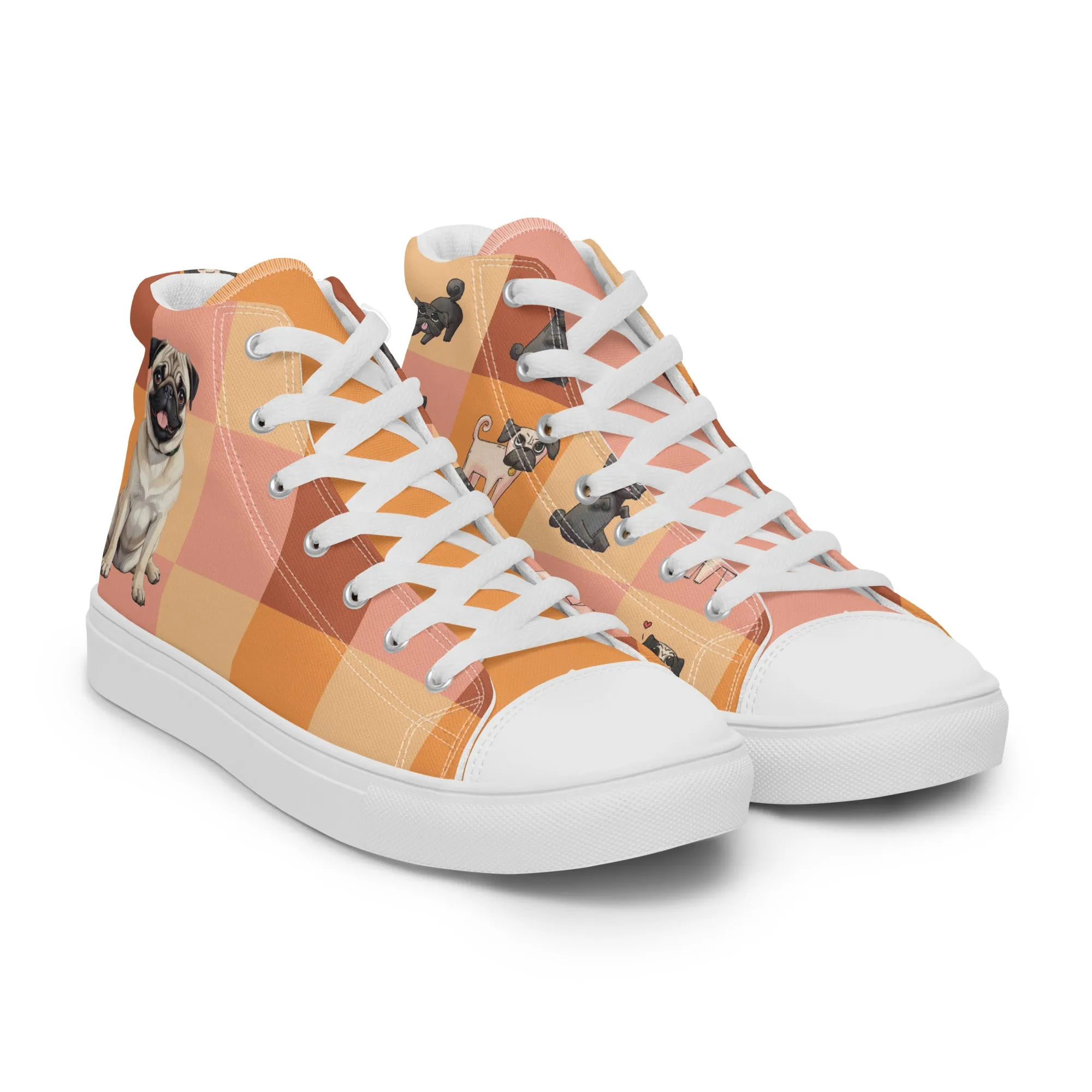 Chic Pug Print Women's High-Top Sneakers