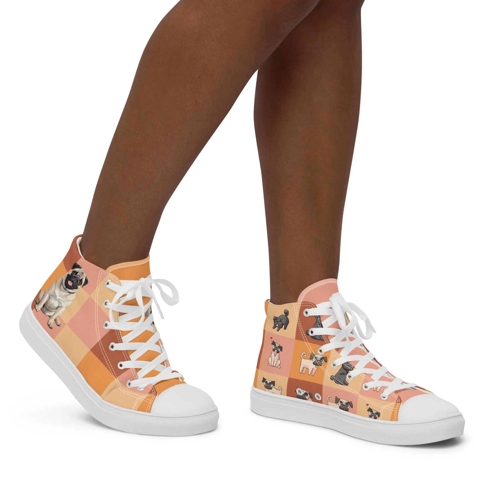Chic Pug Print Women's High-Top Sneakers