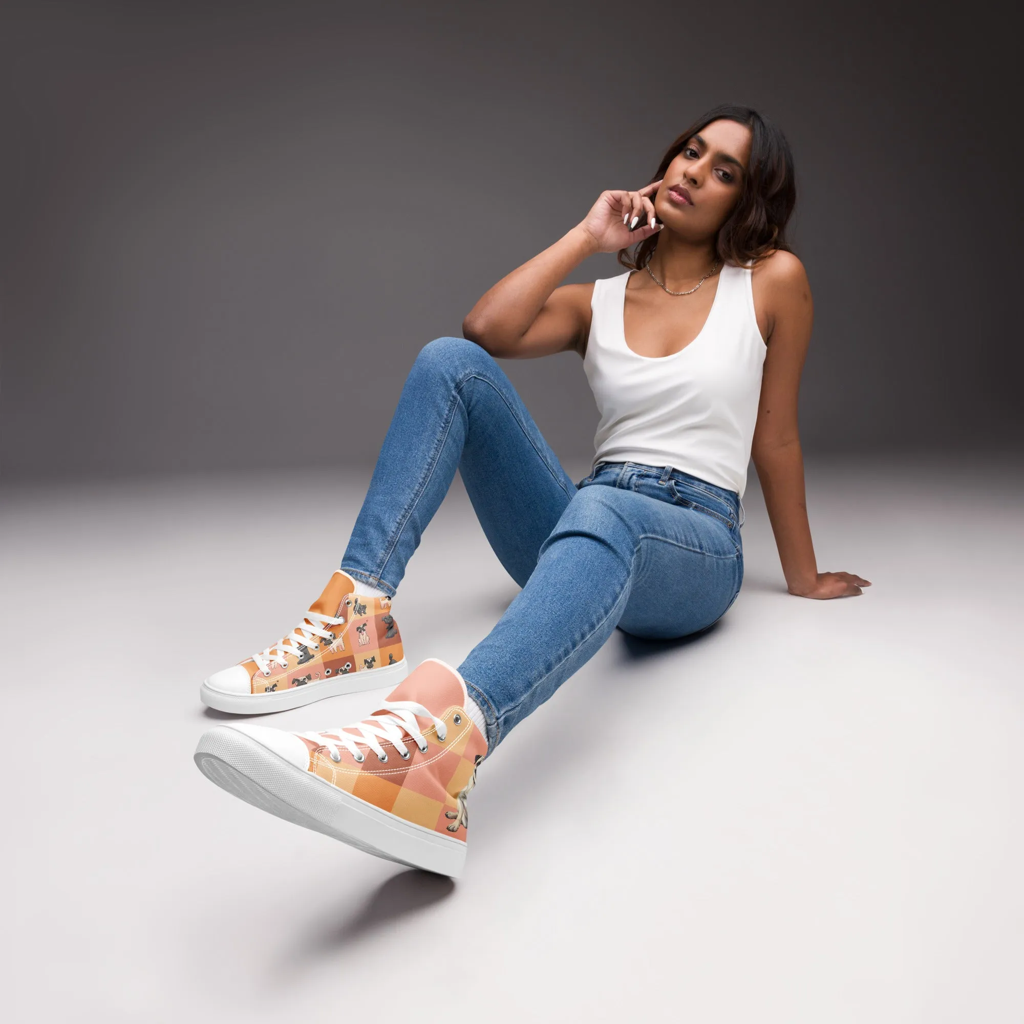 Chic Pug Print Women's High-Top Sneakers