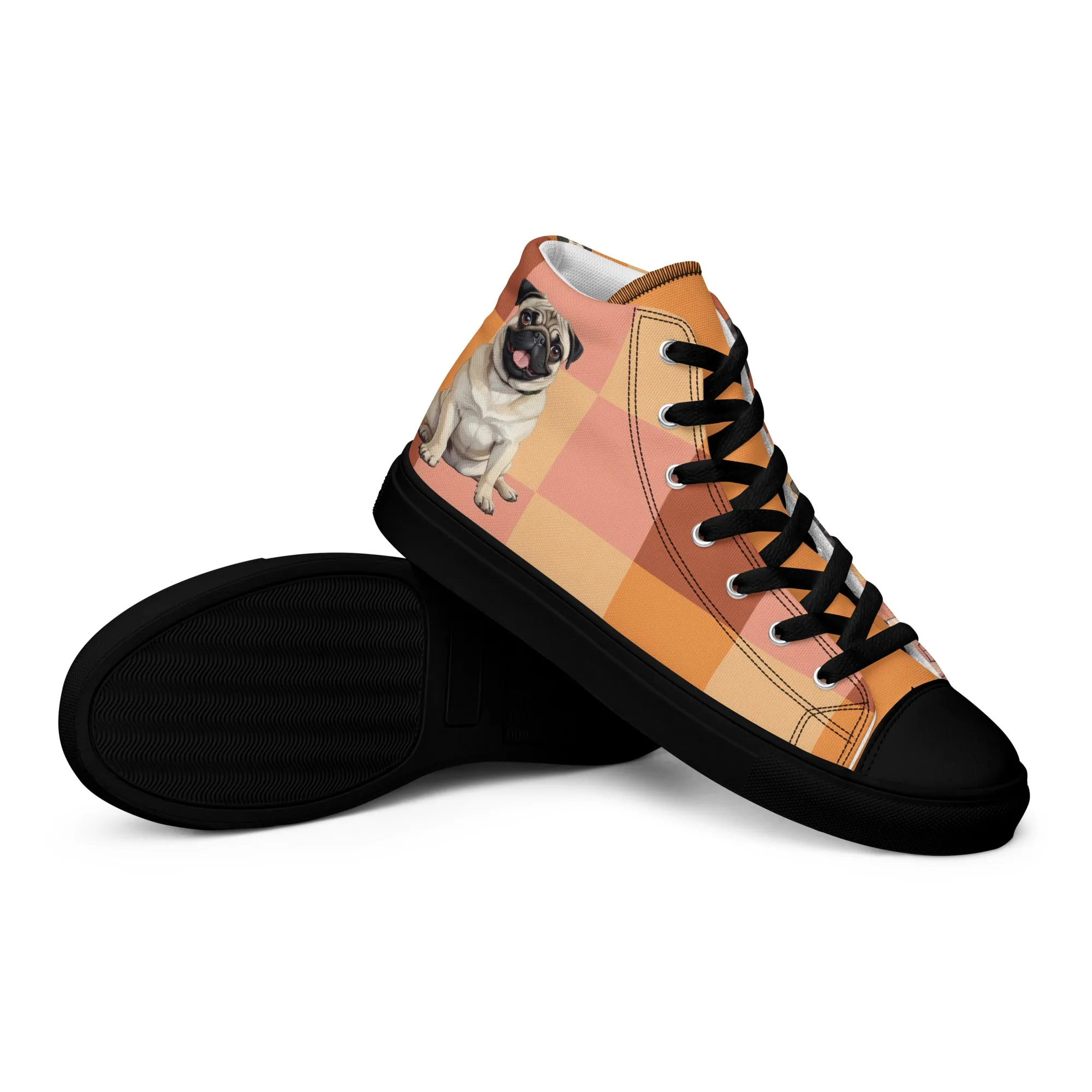 Chic Pug Print Women's High-Top Sneakers