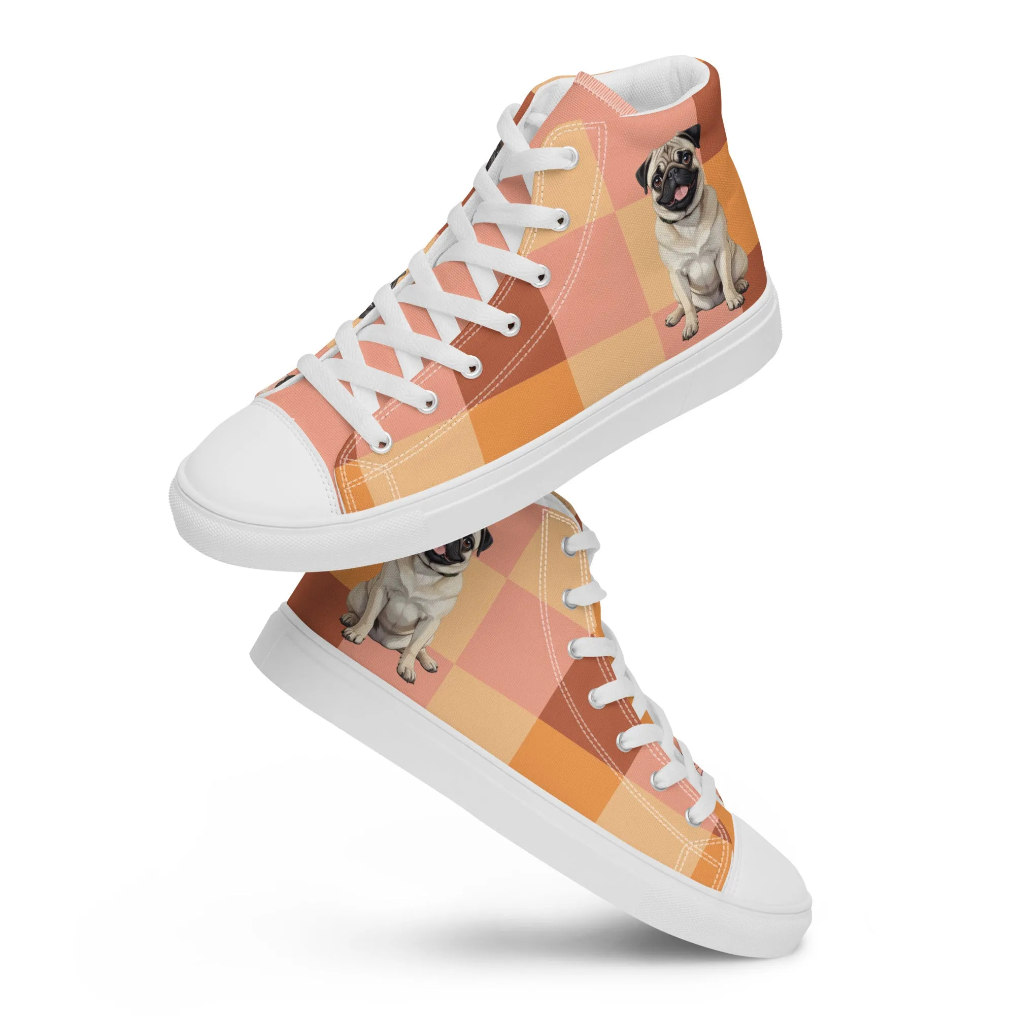 Chic Pug Print Women's High-Top Sneakers