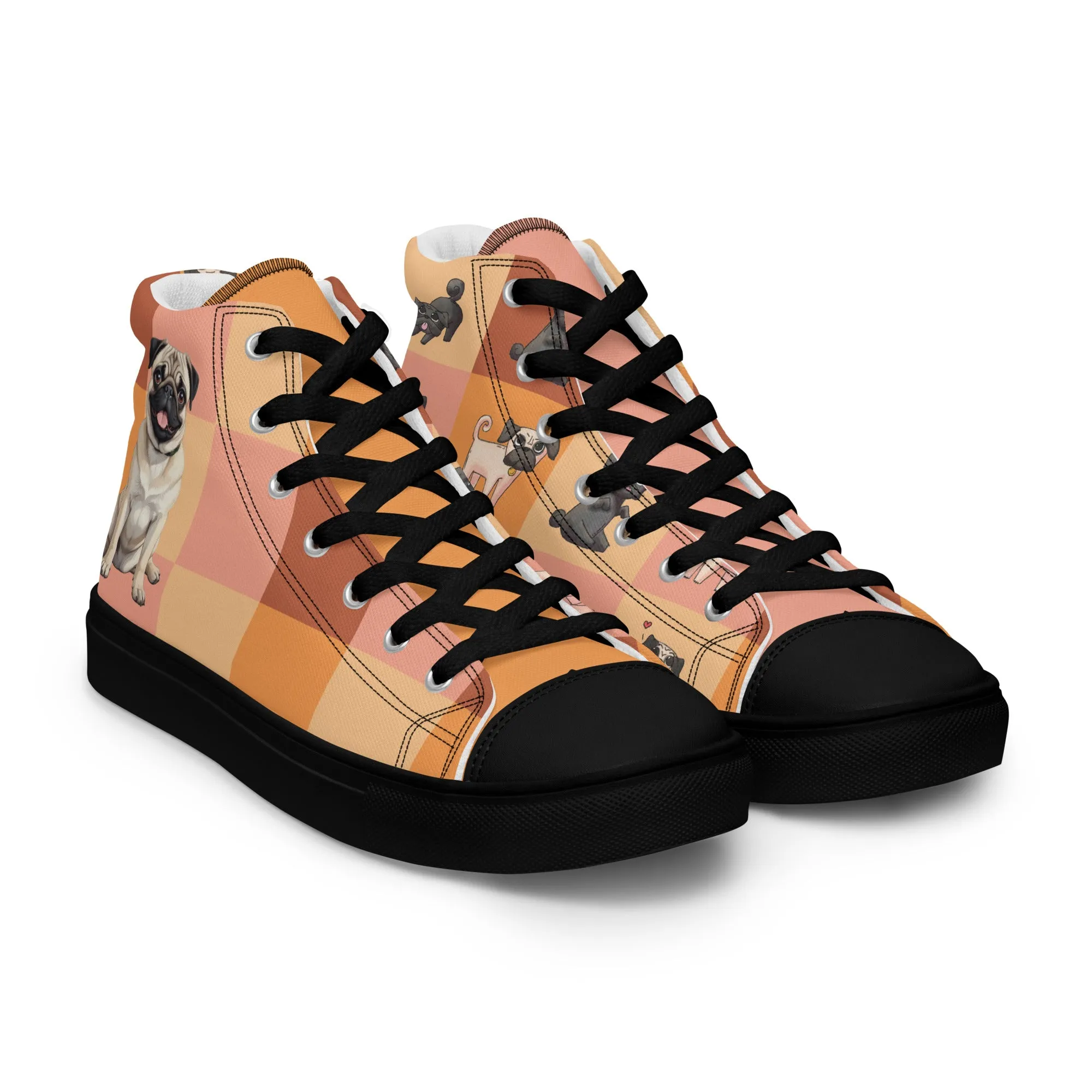 Chic Pug Print Women's High-Top Sneakers