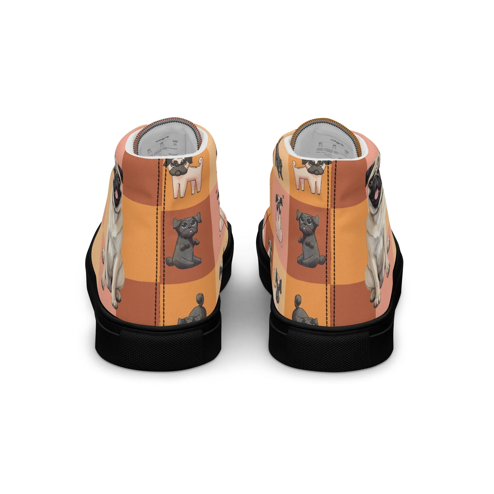 Chic Pug Print Women's High-Top Sneakers