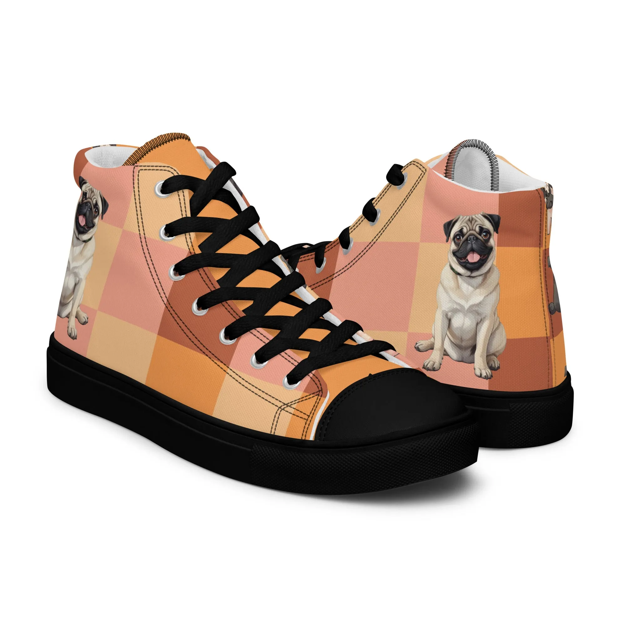Chic Pug Print Women's High-Top Sneakers