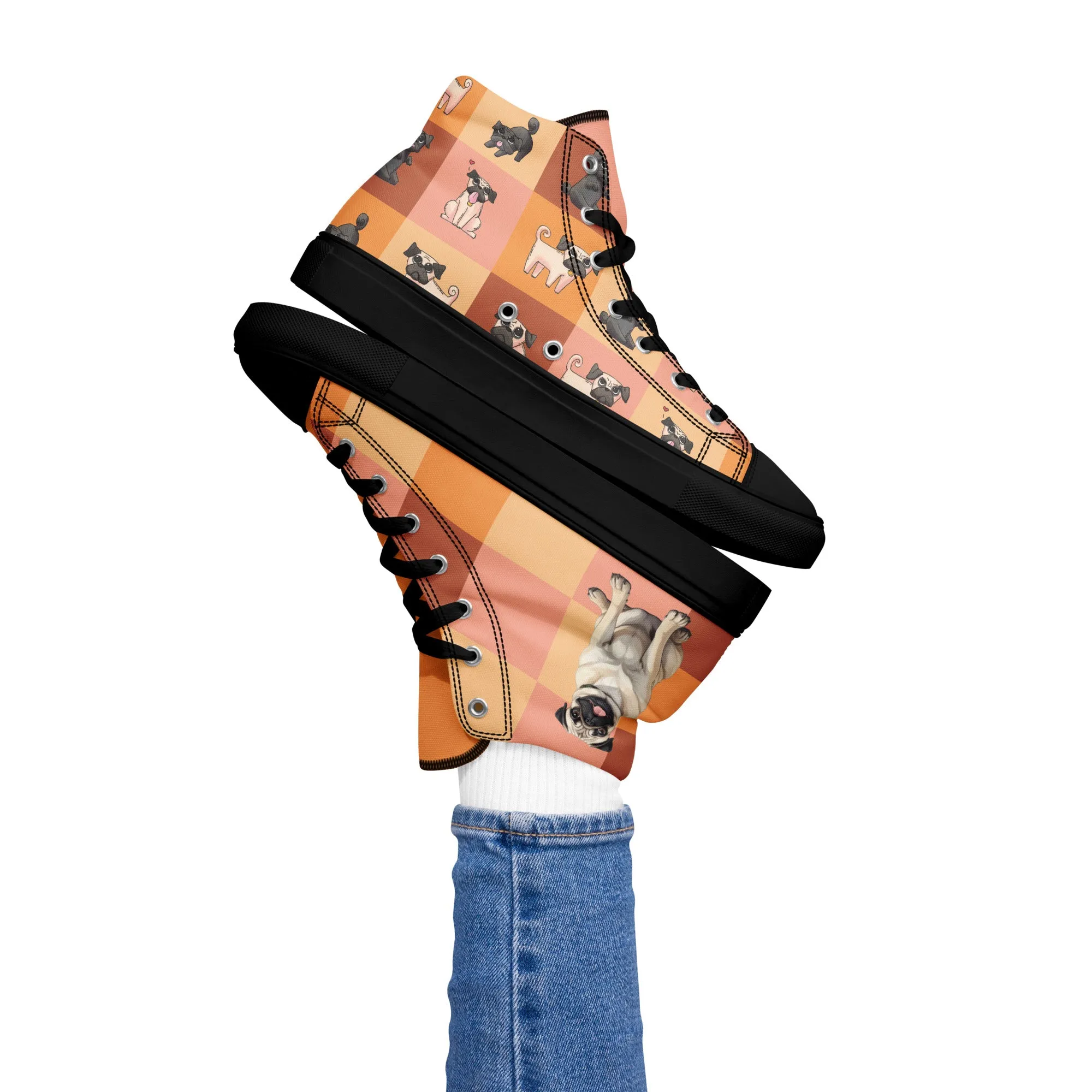 Chic Pug Print Women's High-Top Sneakers