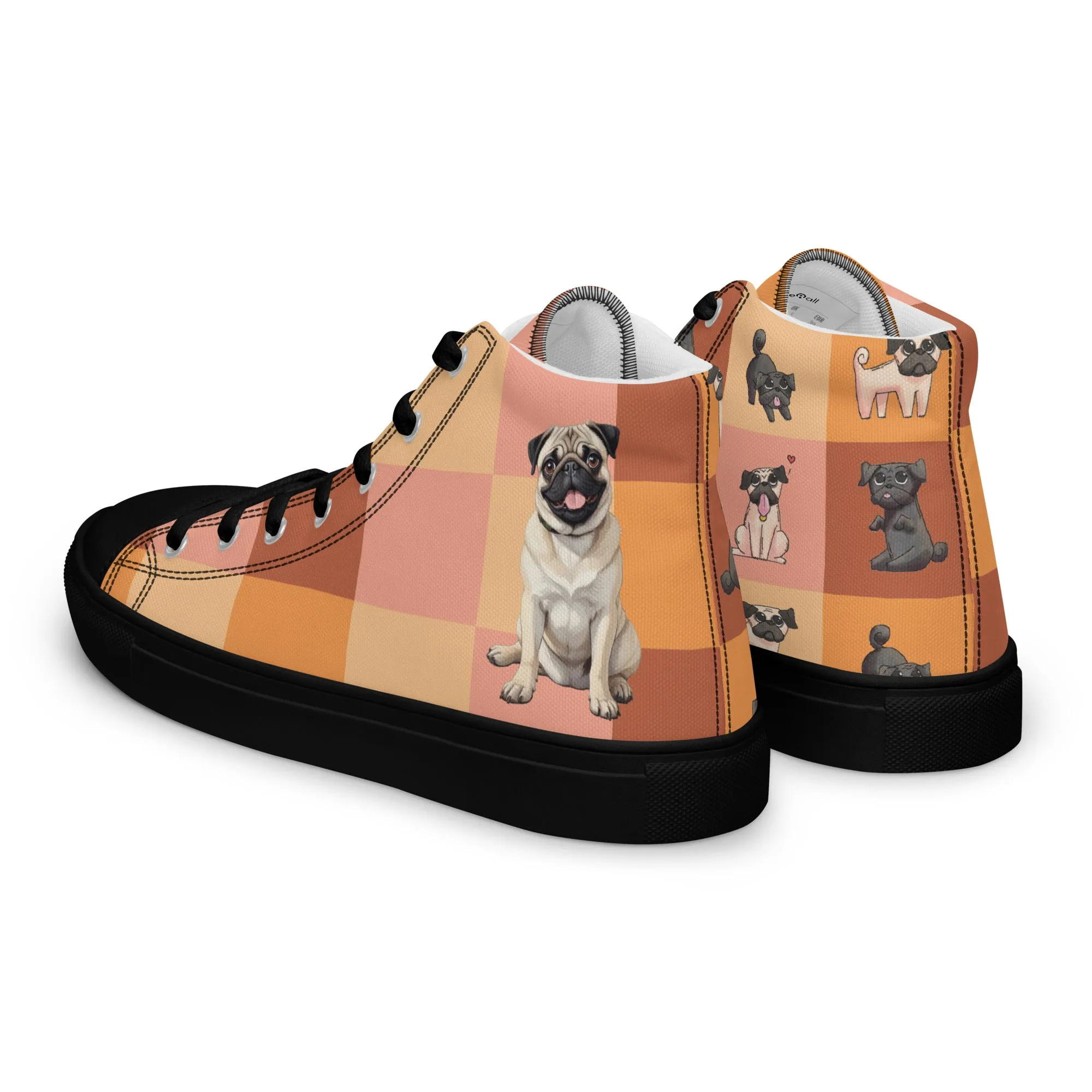 Chic Pug Print Women's High-Top Sneakers