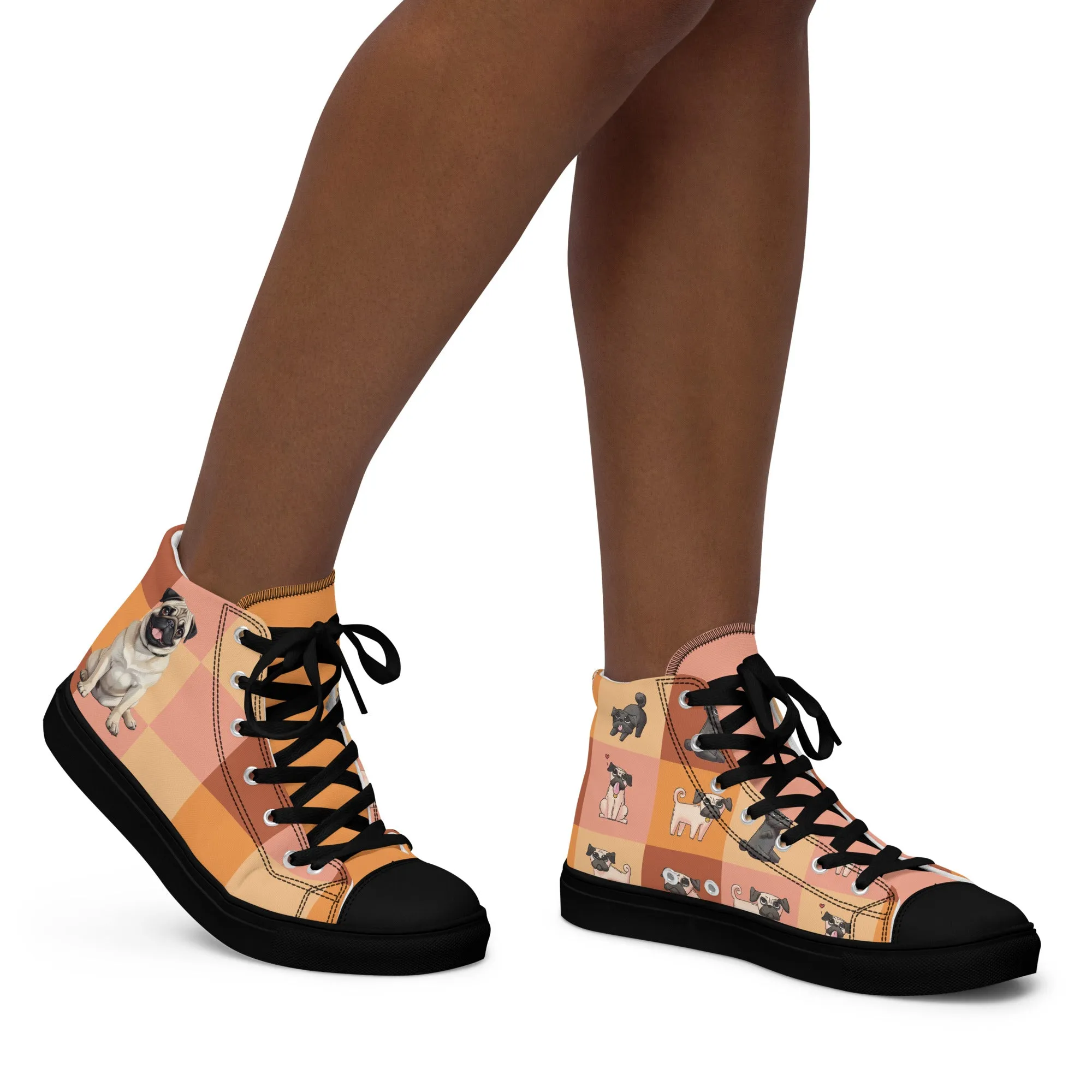 Chic Pug Print Women's High-Top Sneakers