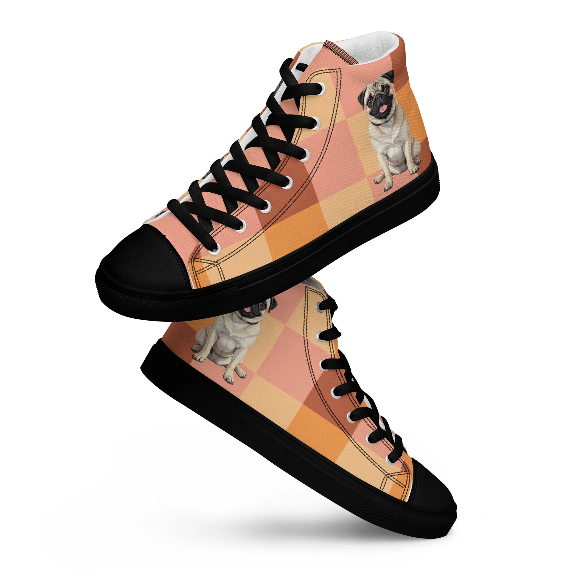 Chic Pug Print Women's High-Top Sneakers