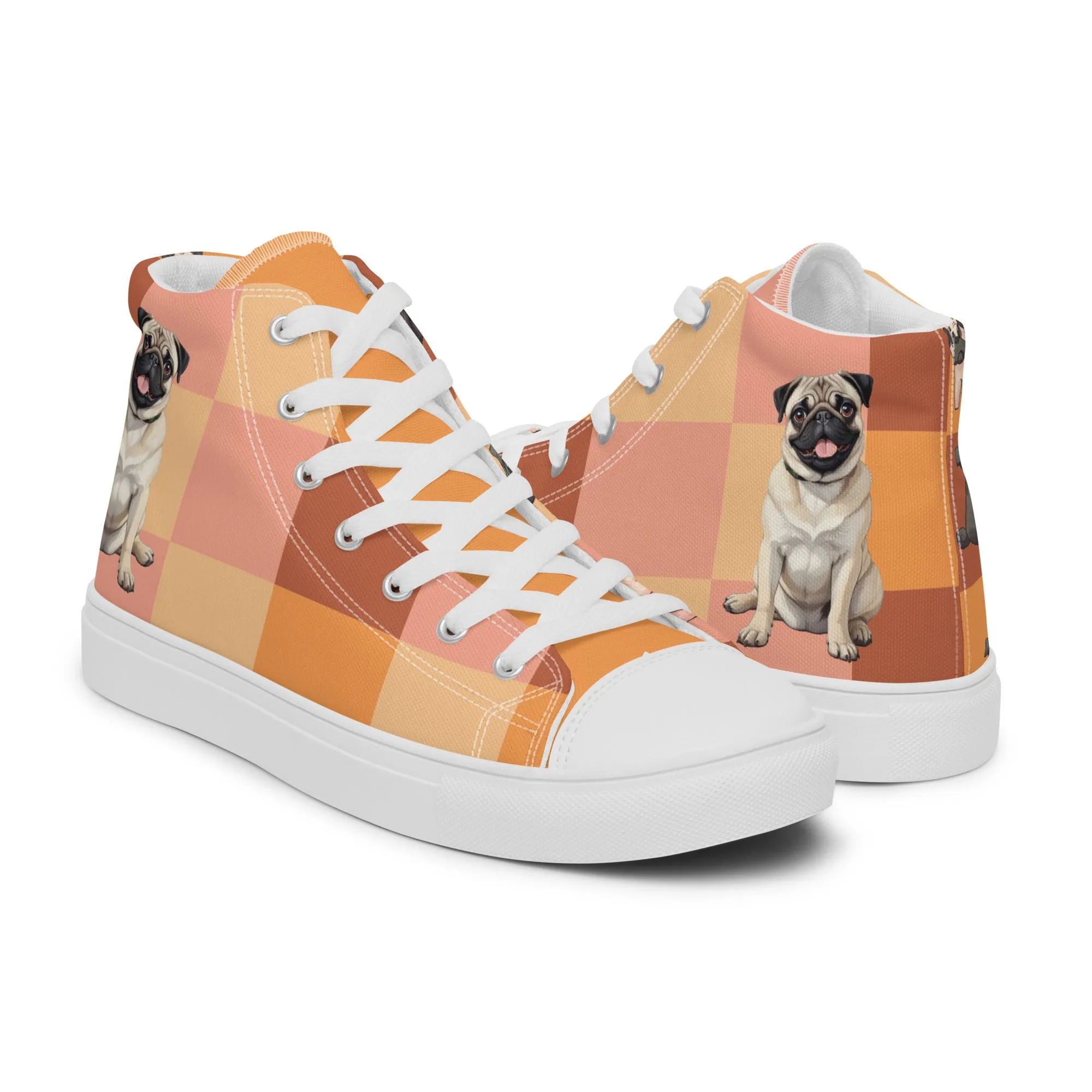 Chic Pug Print Women's High-Top Sneakers