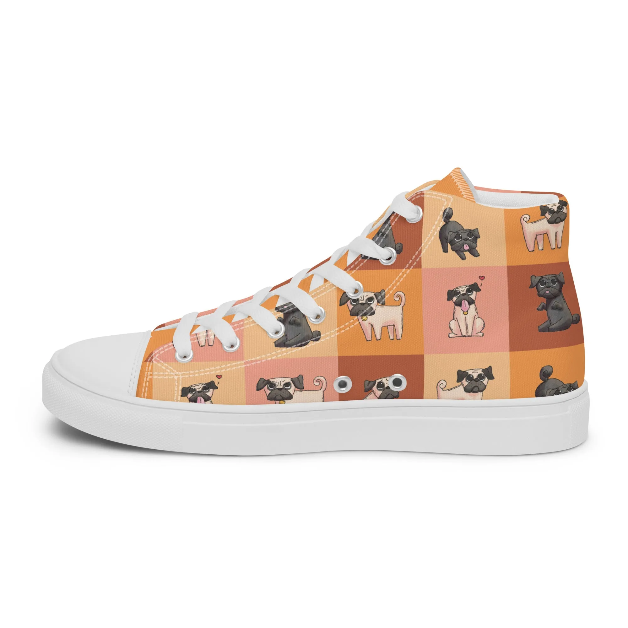 Chic Pug Print Women's High-Top Sneakers