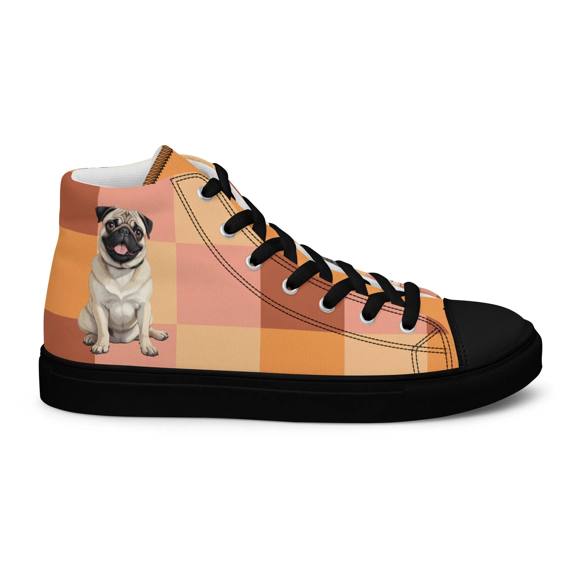 Chic Pug Print Women's High-Top Sneakers