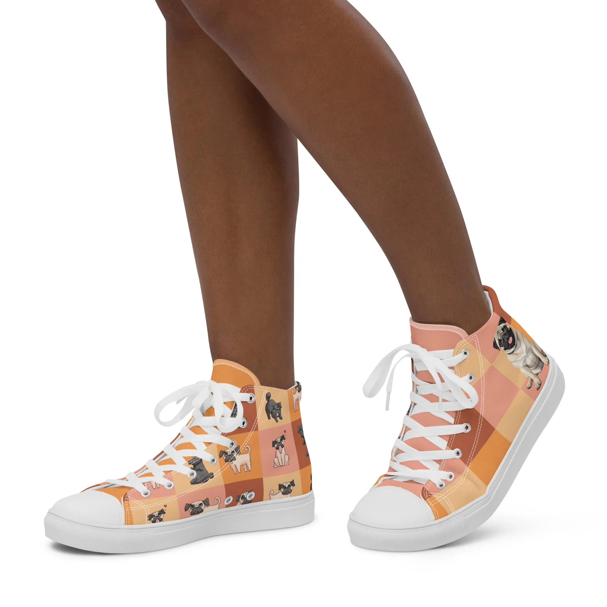 Chic Pug Print Women's High-Top Sneakers