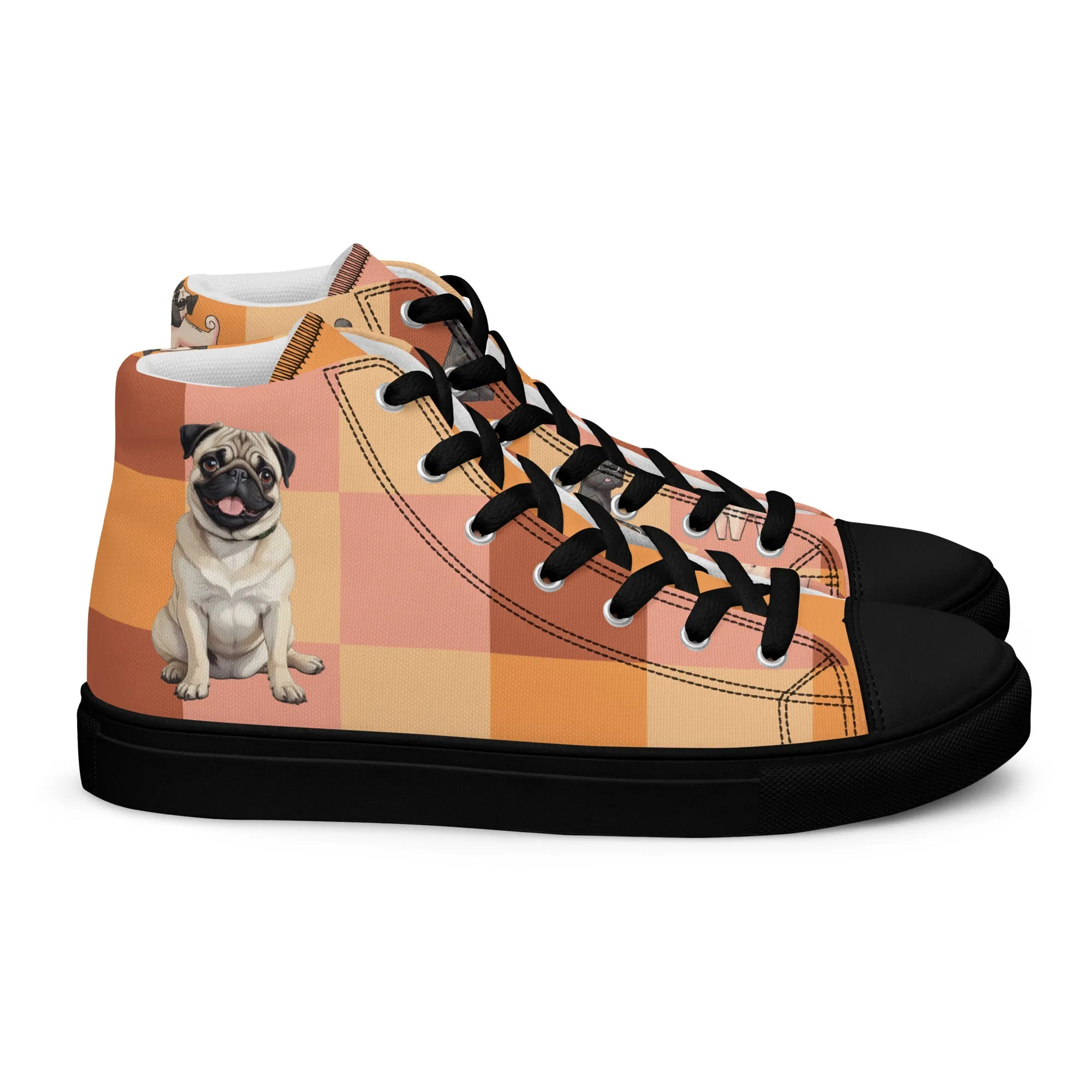 Chic Pug Print Women's High-Top Sneakers