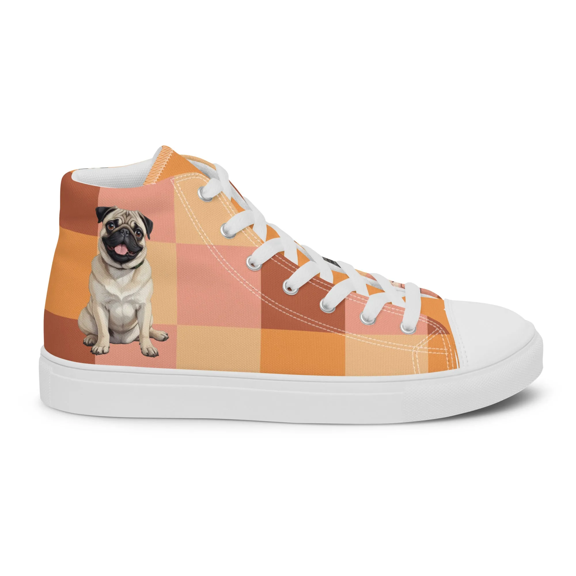 Chic Pug Print Women's High-Top Sneakers