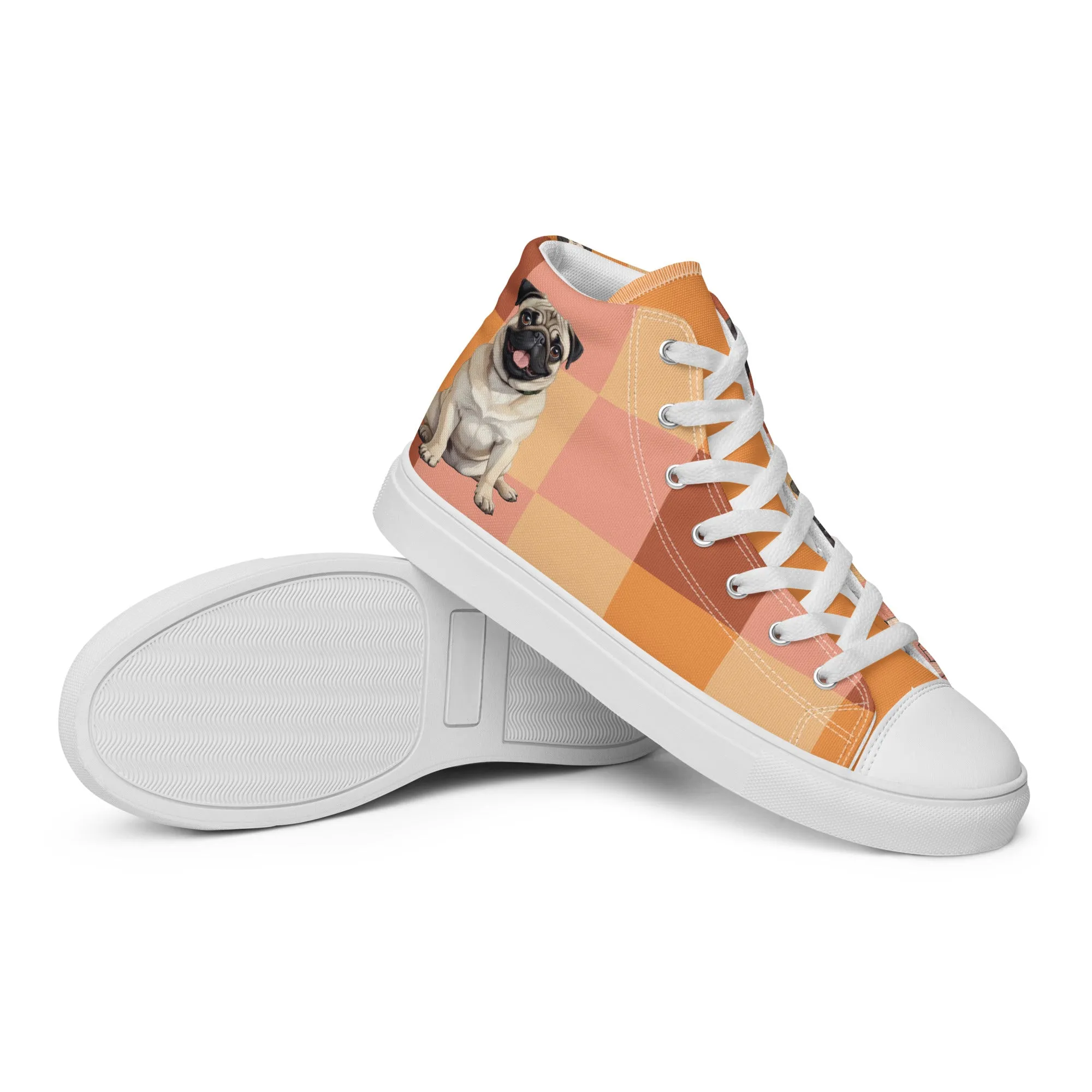 Chic Pug Print Women's High-Top Sneakers
