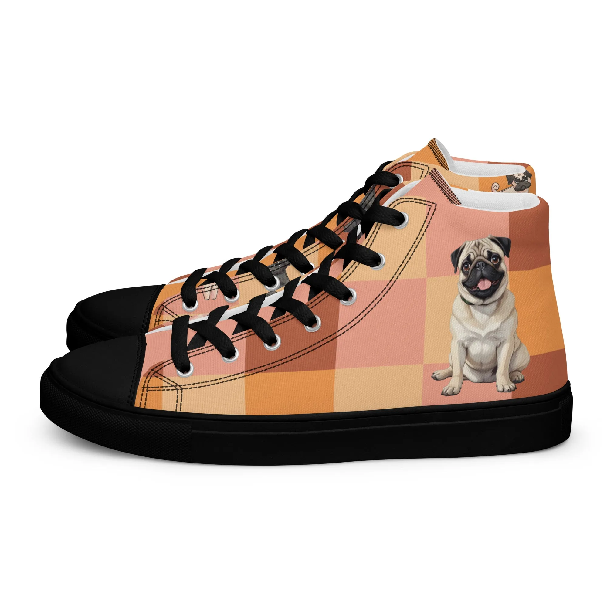 Chic Pug Print Women's High-Top Sneakers
