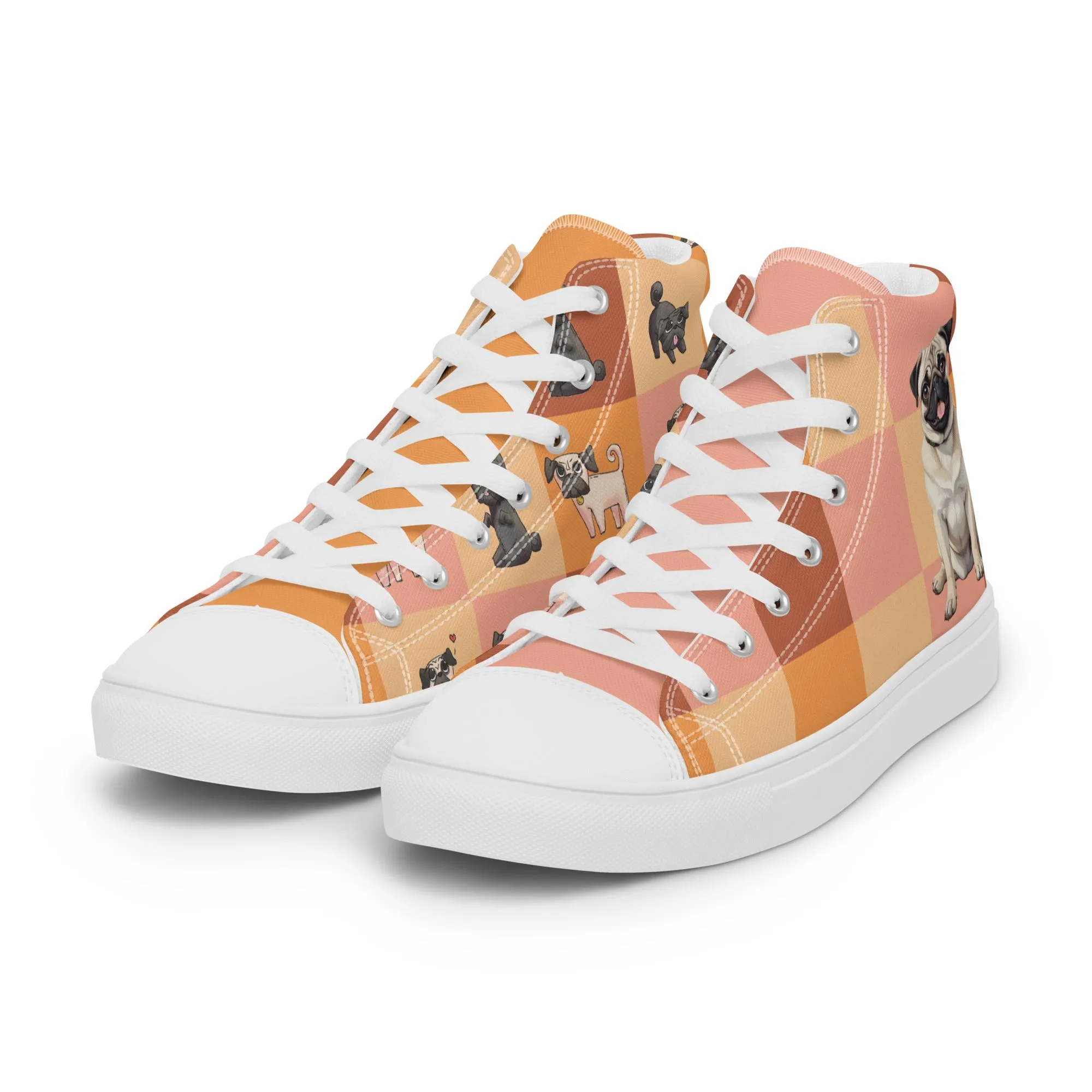 Chic Pug Print Women's High-Top Sneakers