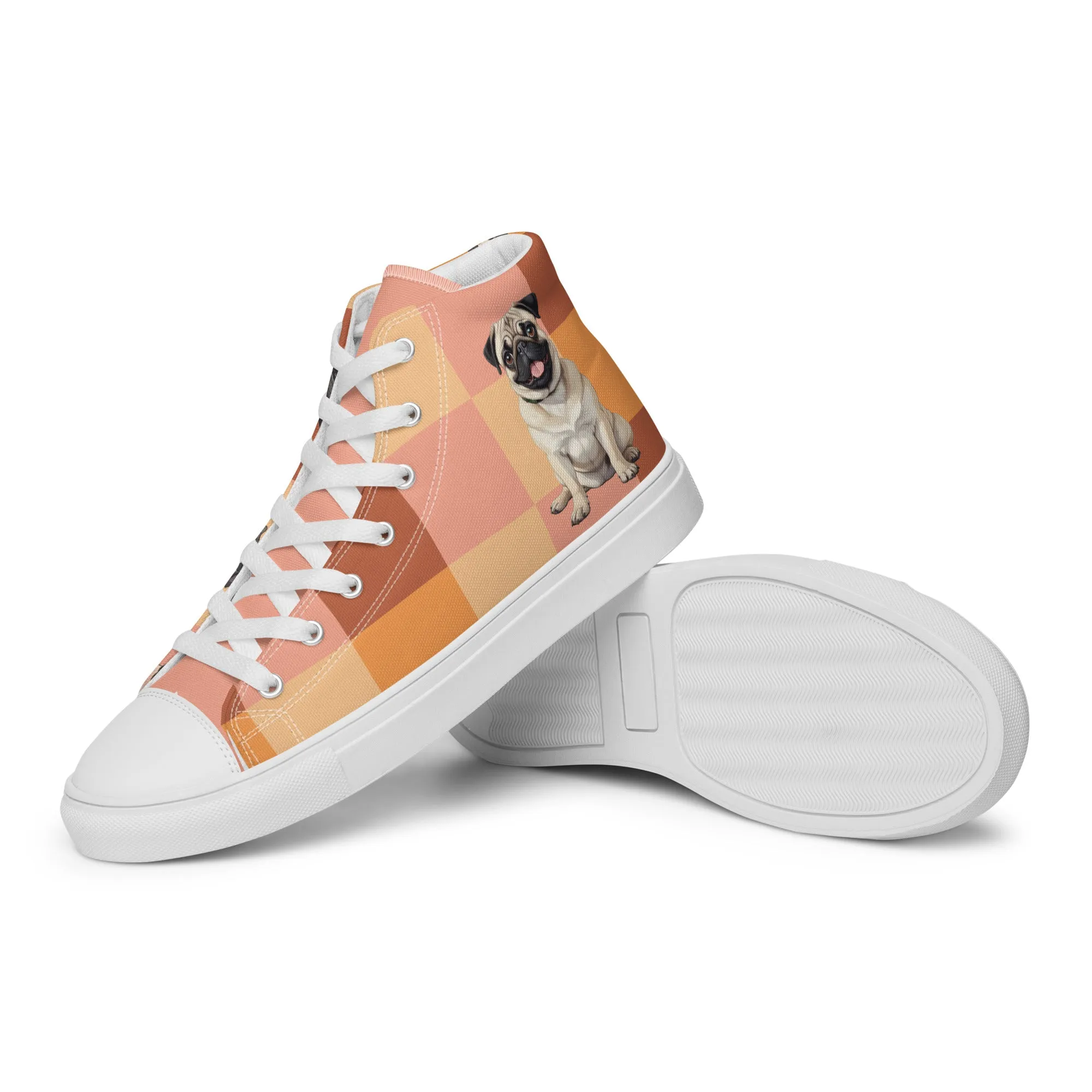 Chic Pug Print Women's High-Top Sneakers