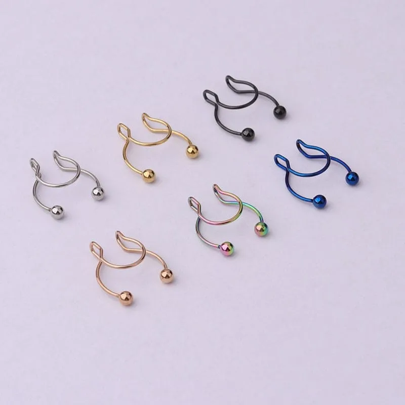 Chic Stainless Steel Colorful Non Piercing Nose Septum Cuff