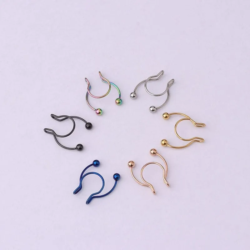 Chic Stainless Steel Colorful Non Piercing Nose Septum Cuff