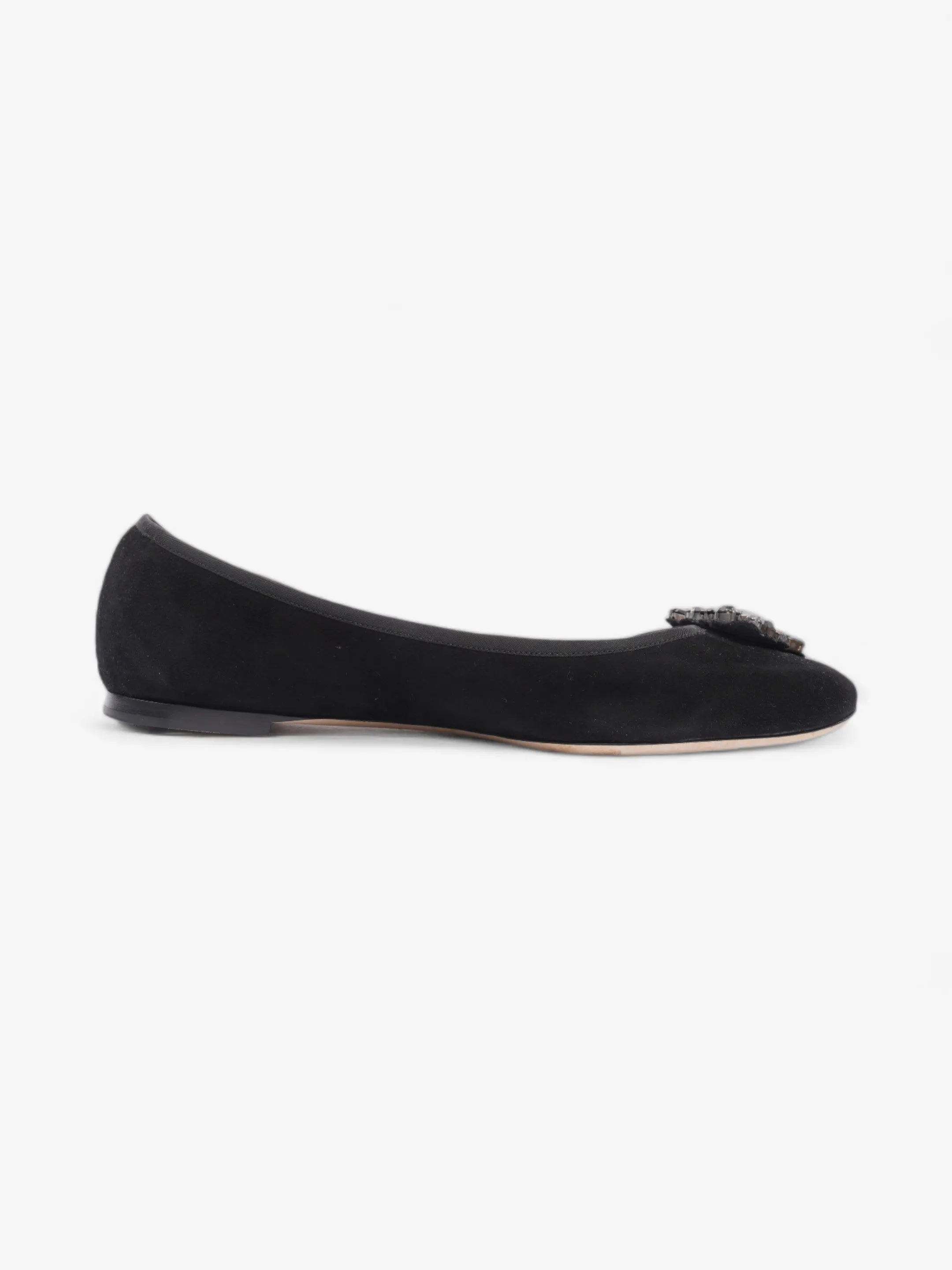 Chloe Embellished Ballet Pumps Black Suede EU 39 UK 6
