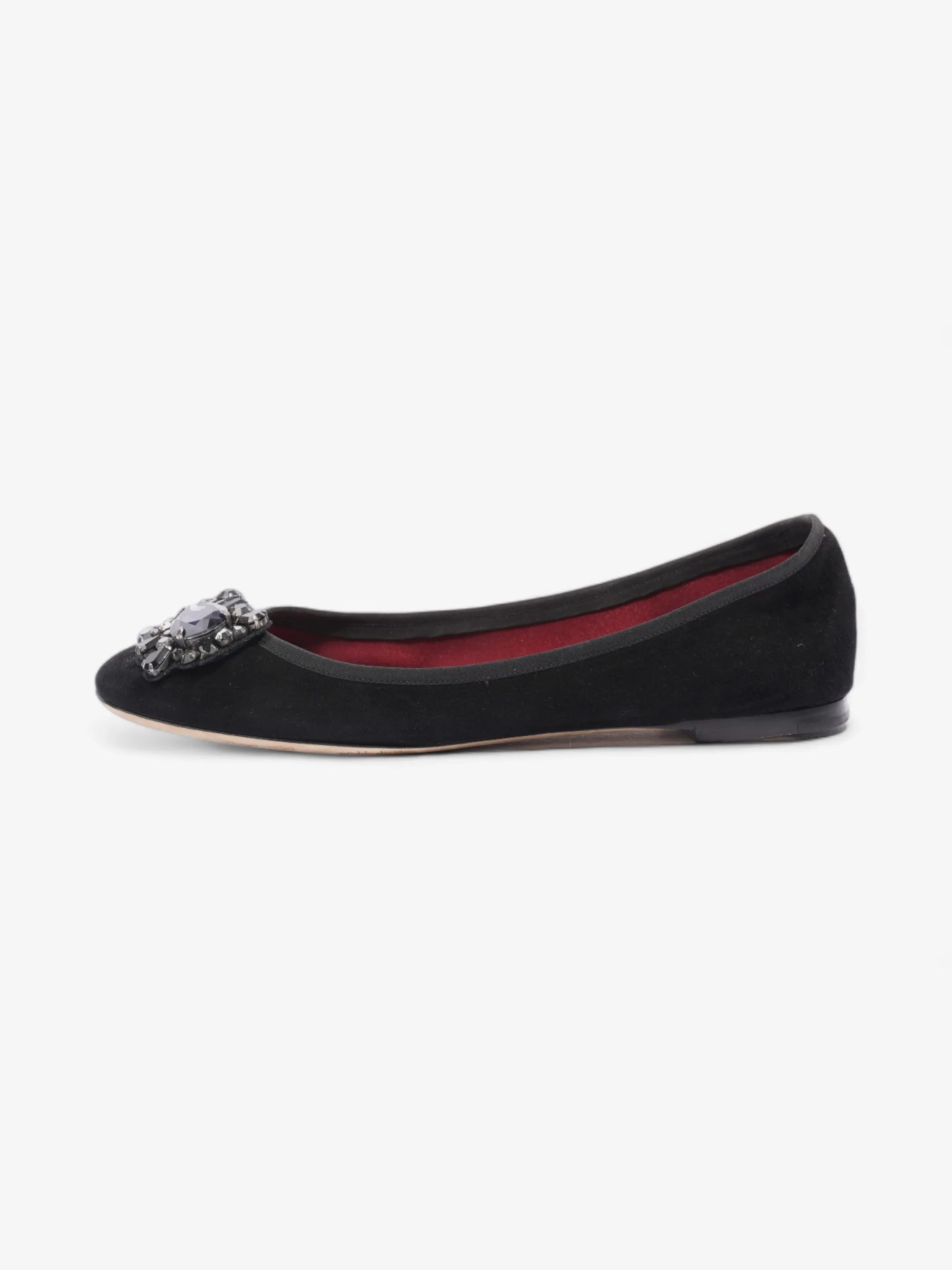 Chloe Embellished Ballet Pumps Black Suede EU 39 UK 6