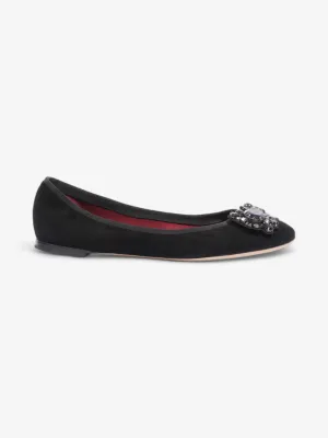 Chloe Embellished Ballet Pumps Black Suede EU 39 UK 6