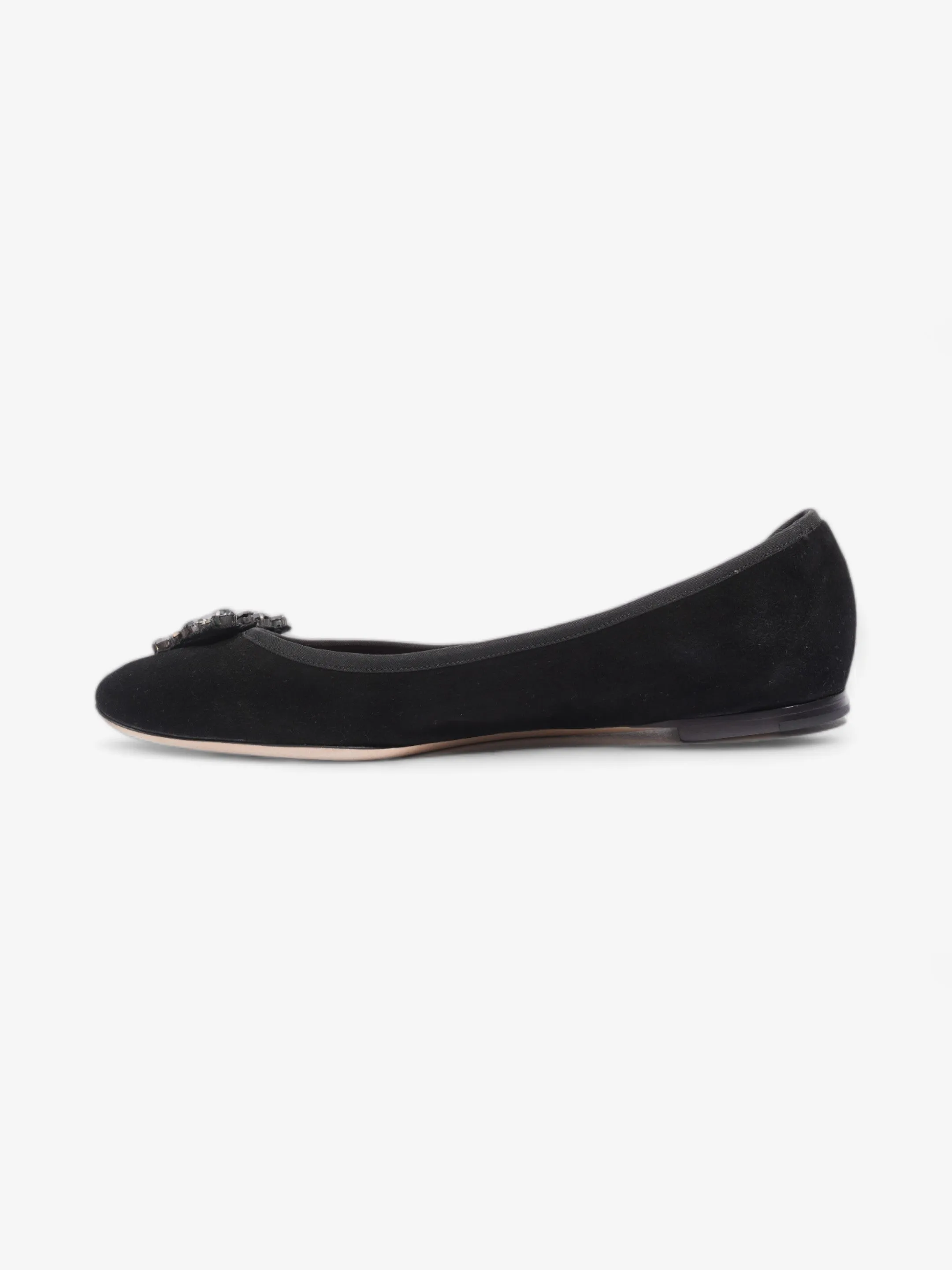 Chloe Embellished Ballet Pumps Black Suede EU 39 UK 6