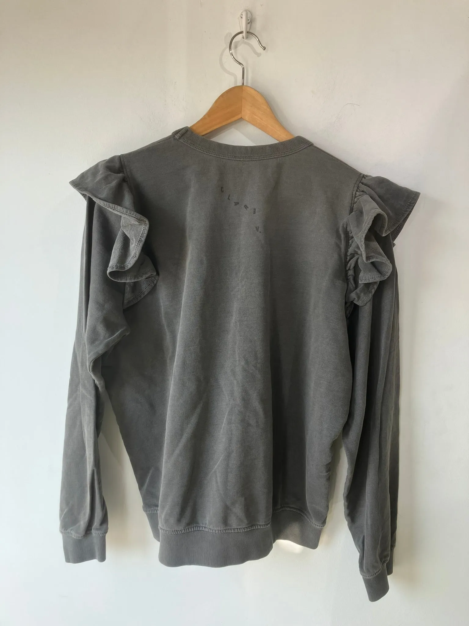 Clare V. Grey Ruffle Sweatshirt