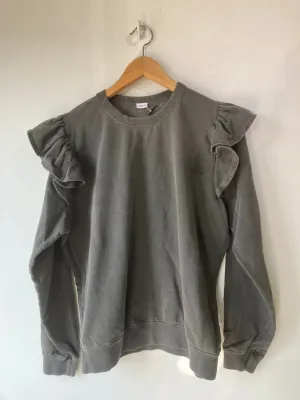 Clare V. Grey Ruffle Sweatshirt