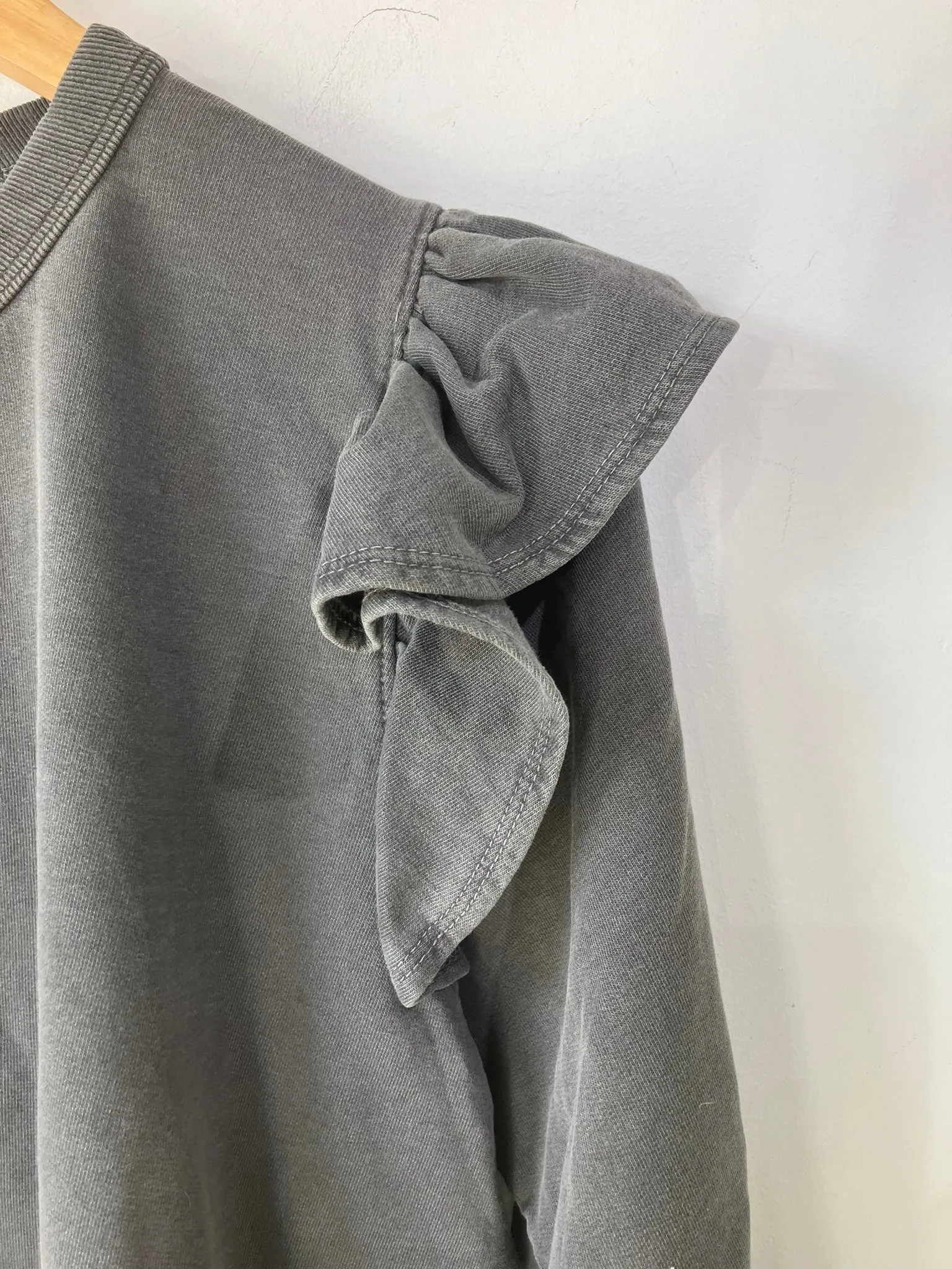 Clare V. Grey Ruffle Sweatshirt