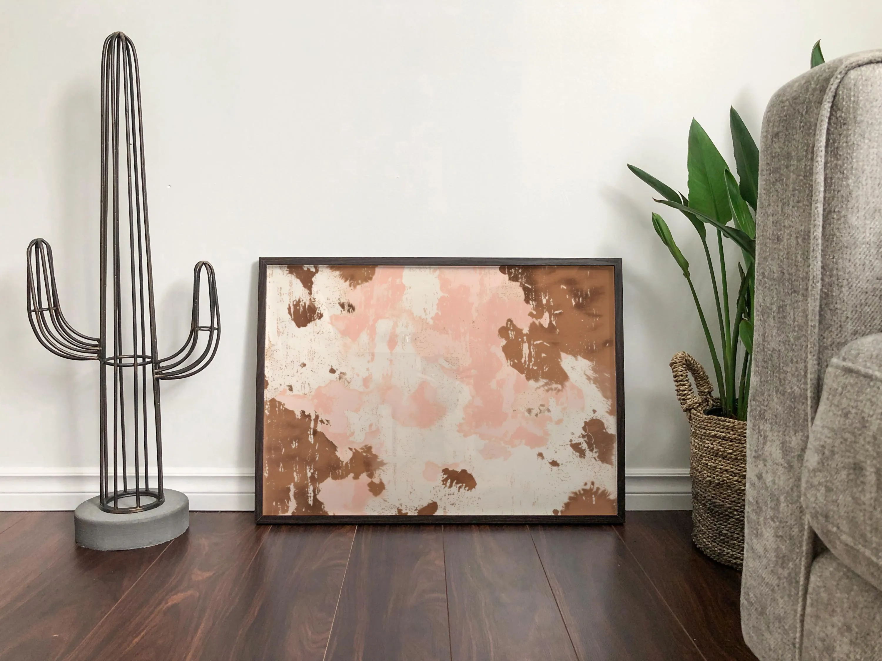 Cowhide Art - Chic Pink & Brown Print, High-Quality Framed Décor for All-Around Wild West and Texan Inspired Gifts