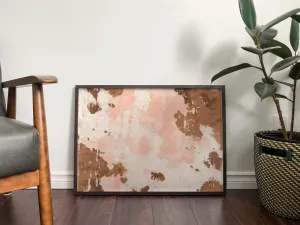 Cowhide Art - Chic Pink & Brown Print, High-Quality Framed Décor for All-Around Wild West and Texan Inspired Gifts
