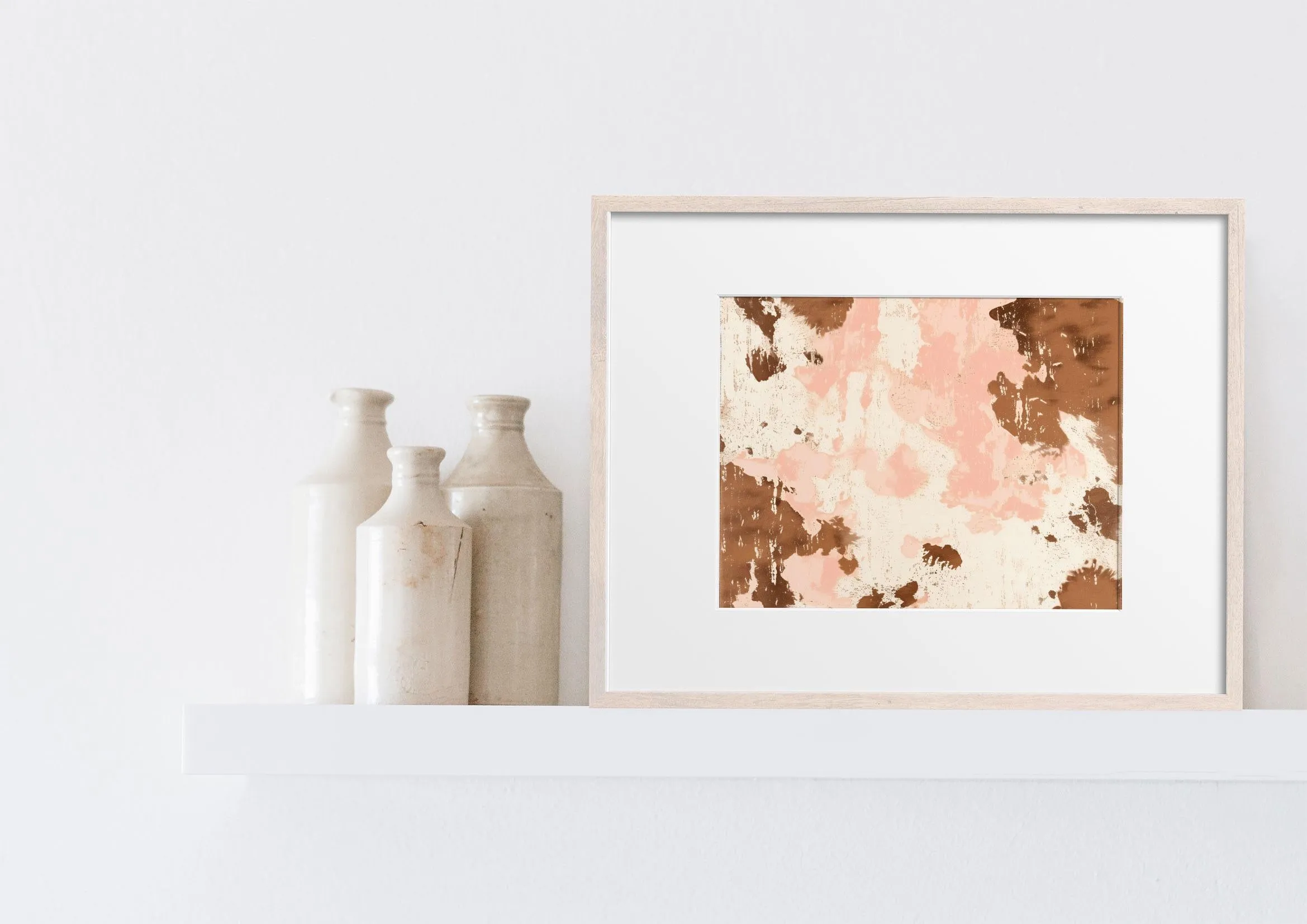 Cowhide Art - Chic Pink & Brown Print, High-Quality Framed Décor for All-Around Wild West and Texan Inspired Gifts