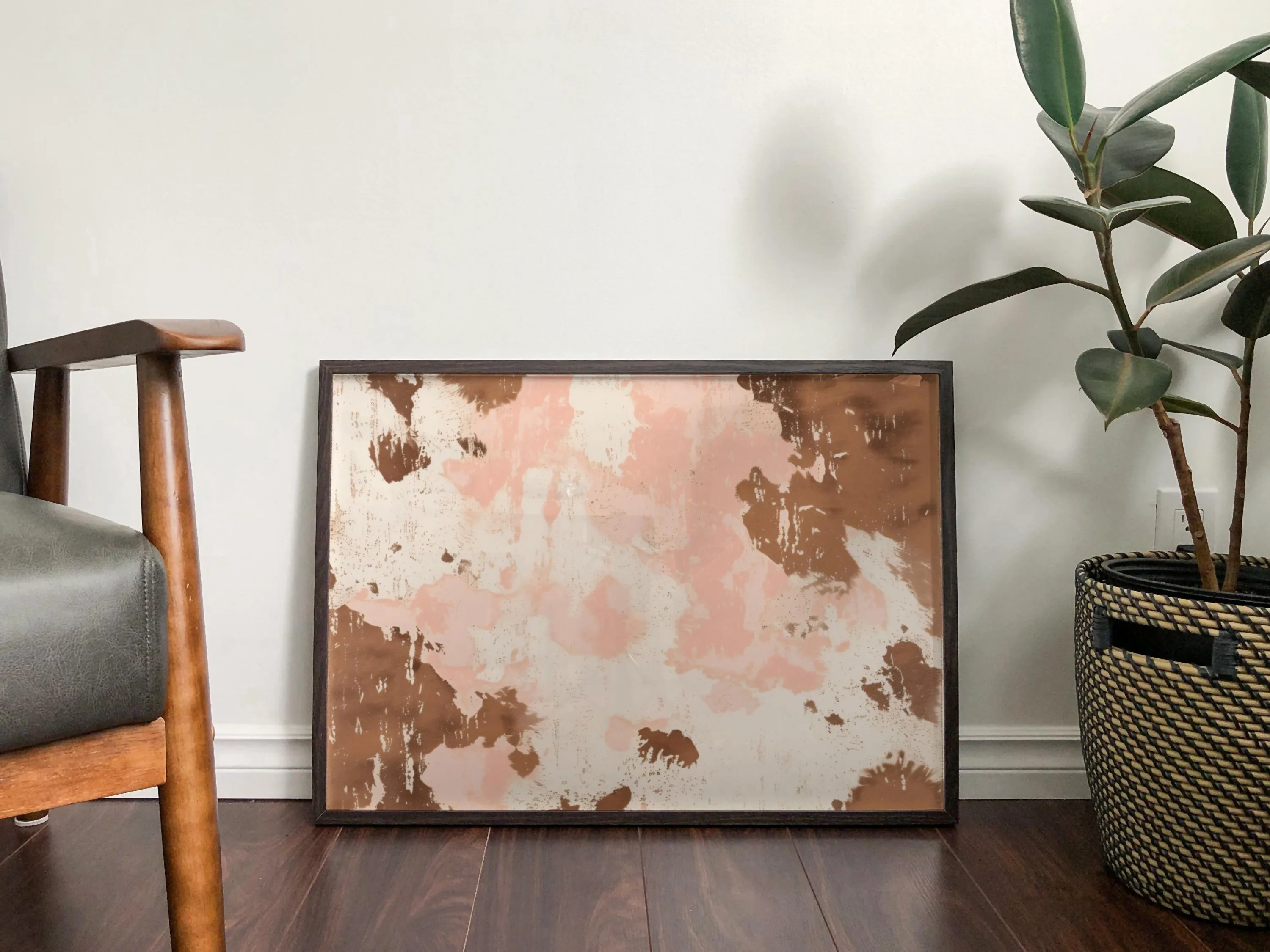 Cowhide Art - Chic Pink & Brown Print, High-Quality Framed Décor for All-Around Wild West and Texan Inspired Gifts