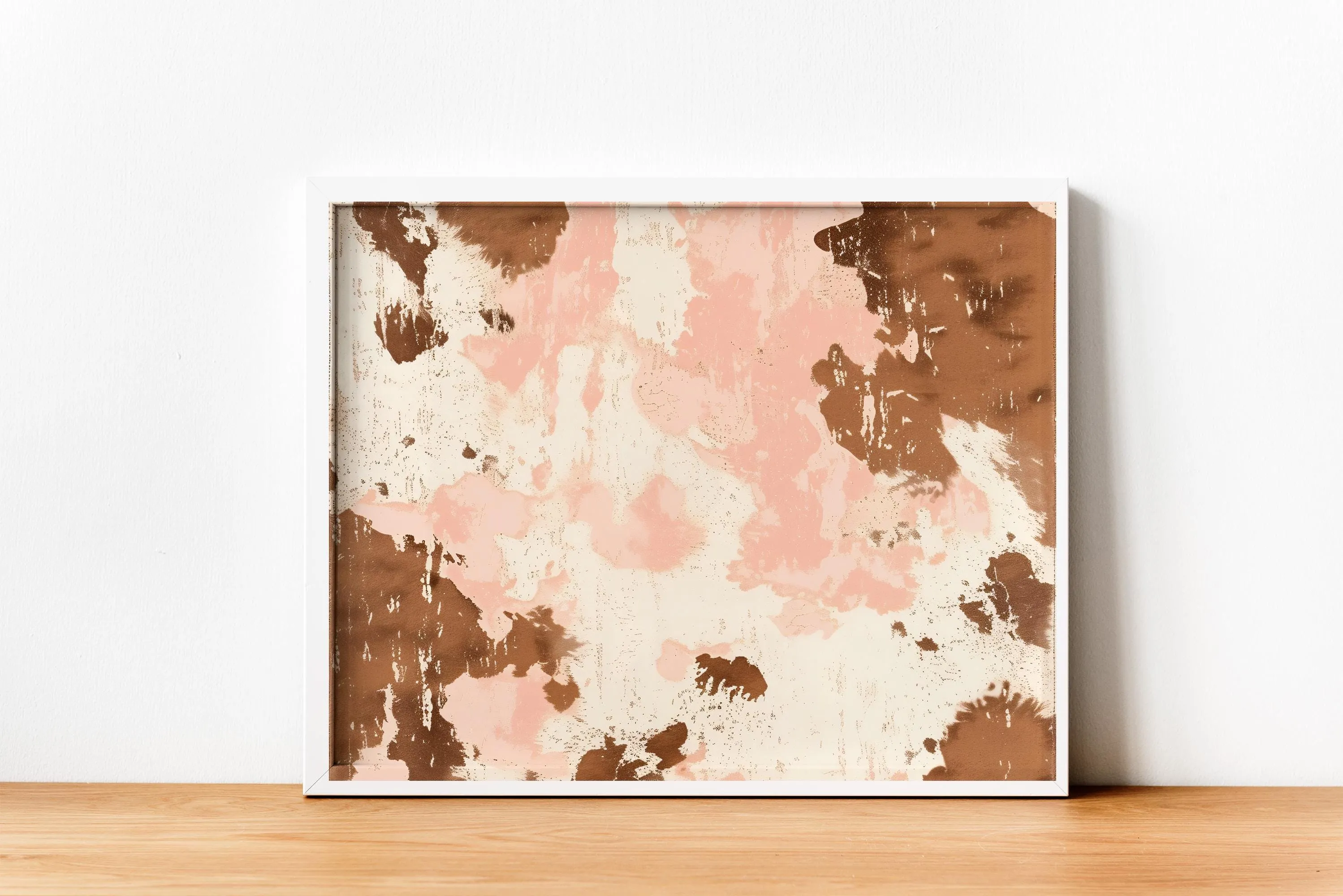 Cowhide Art - Chic Pink & Brown Print, High-Quality Framed Décor for All-Around Wild West and Texan Inspired Gifts