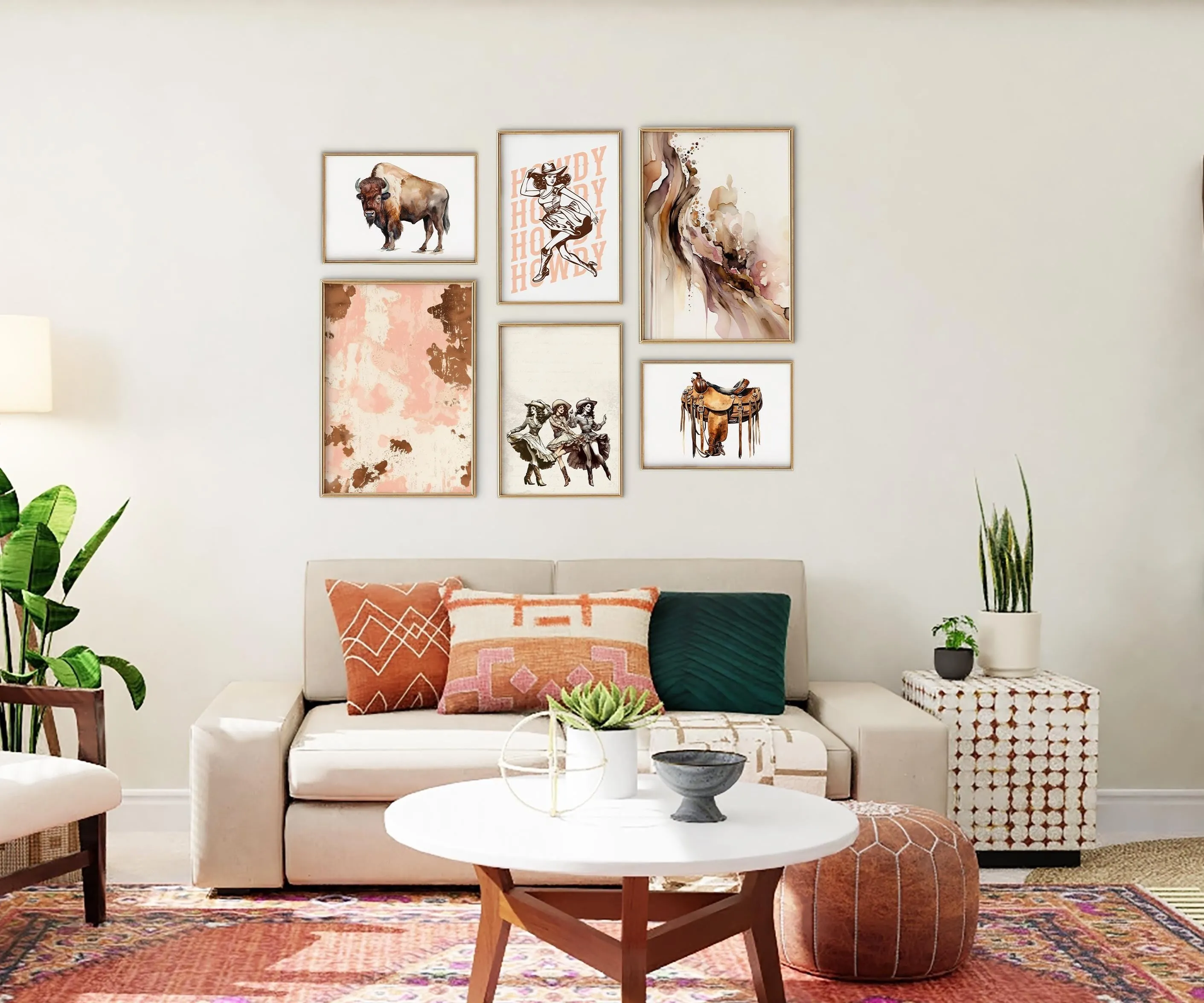 Cowhide Art - Chic Pink & Brown Print, High-Quality Framed Décor for All-Around Wild West and Texan Inspired Gifts