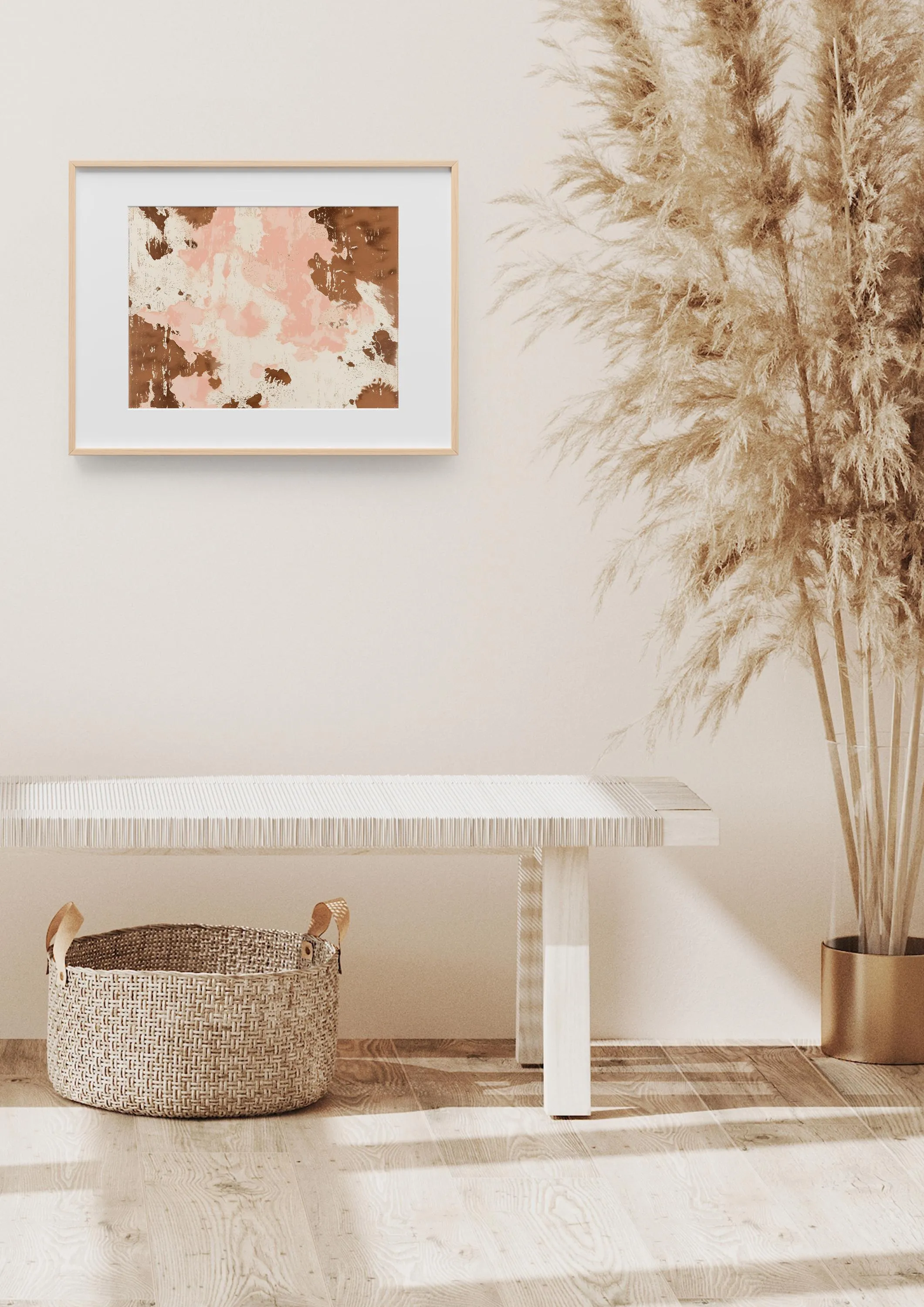 Cowhide Art - Chic Pink & Brown Print, High-Quality Framed Décor for All-Around Wild West and Texan Inspired Gifts