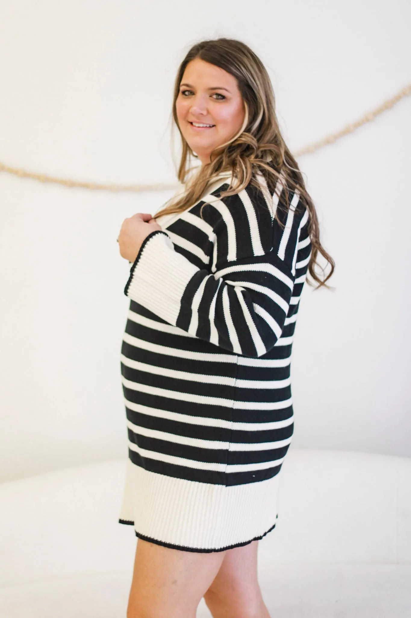 Cozy on Trend Striped Sweater Dress