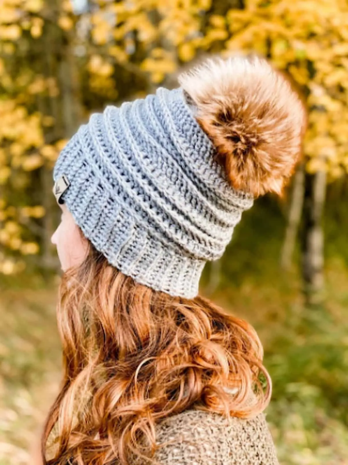 Crochet Faux Fur Pompom Beanie  - Green (All Sizes)
