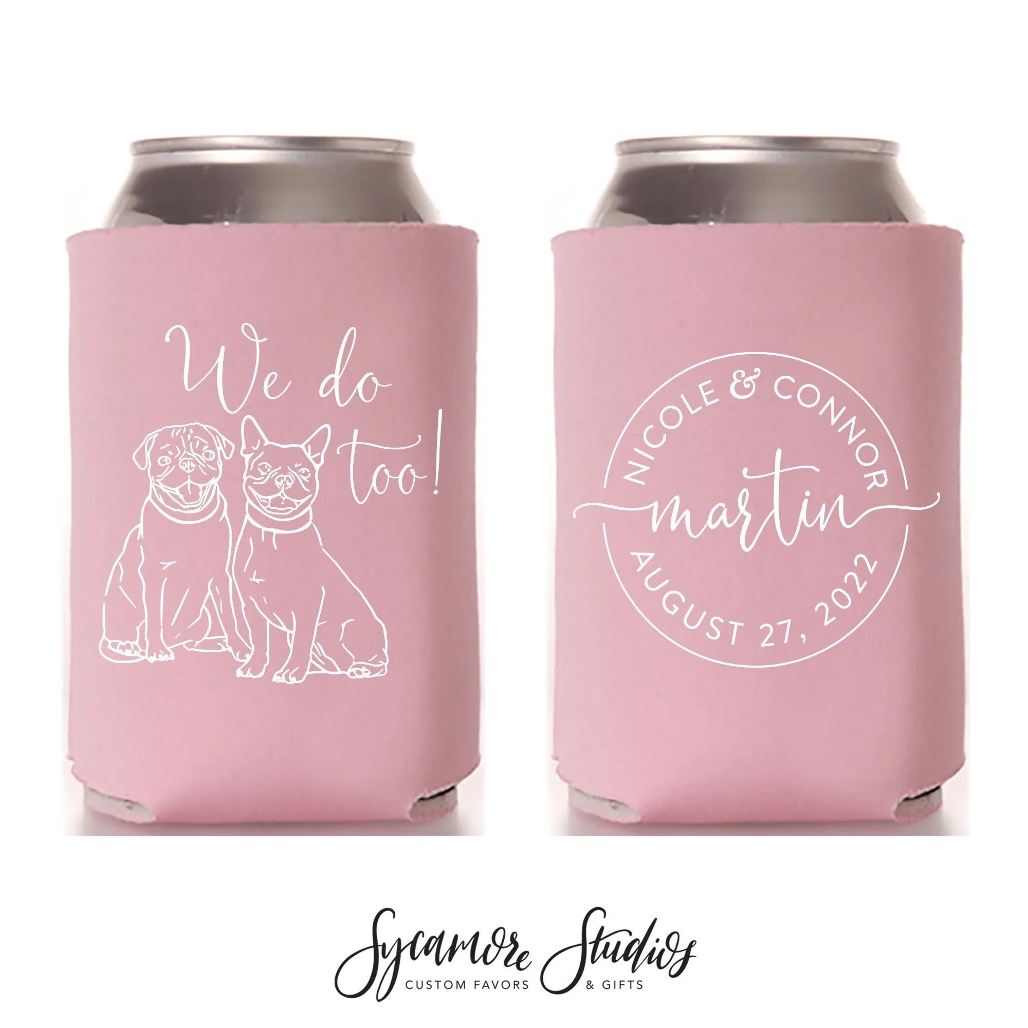 Custom Pet Illustration - Wedding Can Cooler #190R