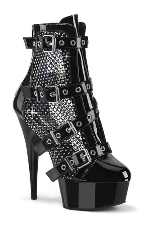 DELIGHT-1013RM Black Patent Ankle Boot