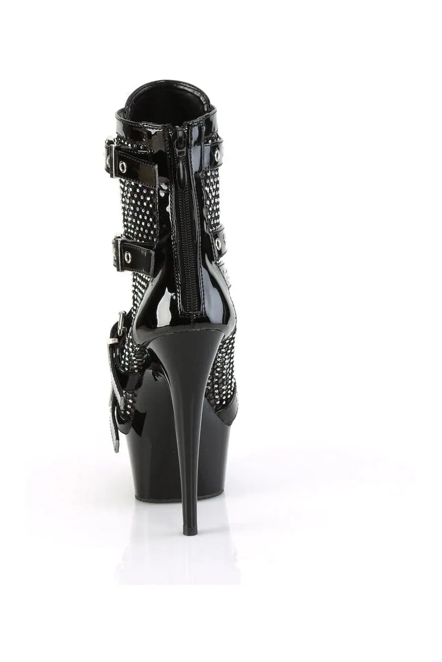 DELIGHT-1013RM Black Patent Ankle Boot