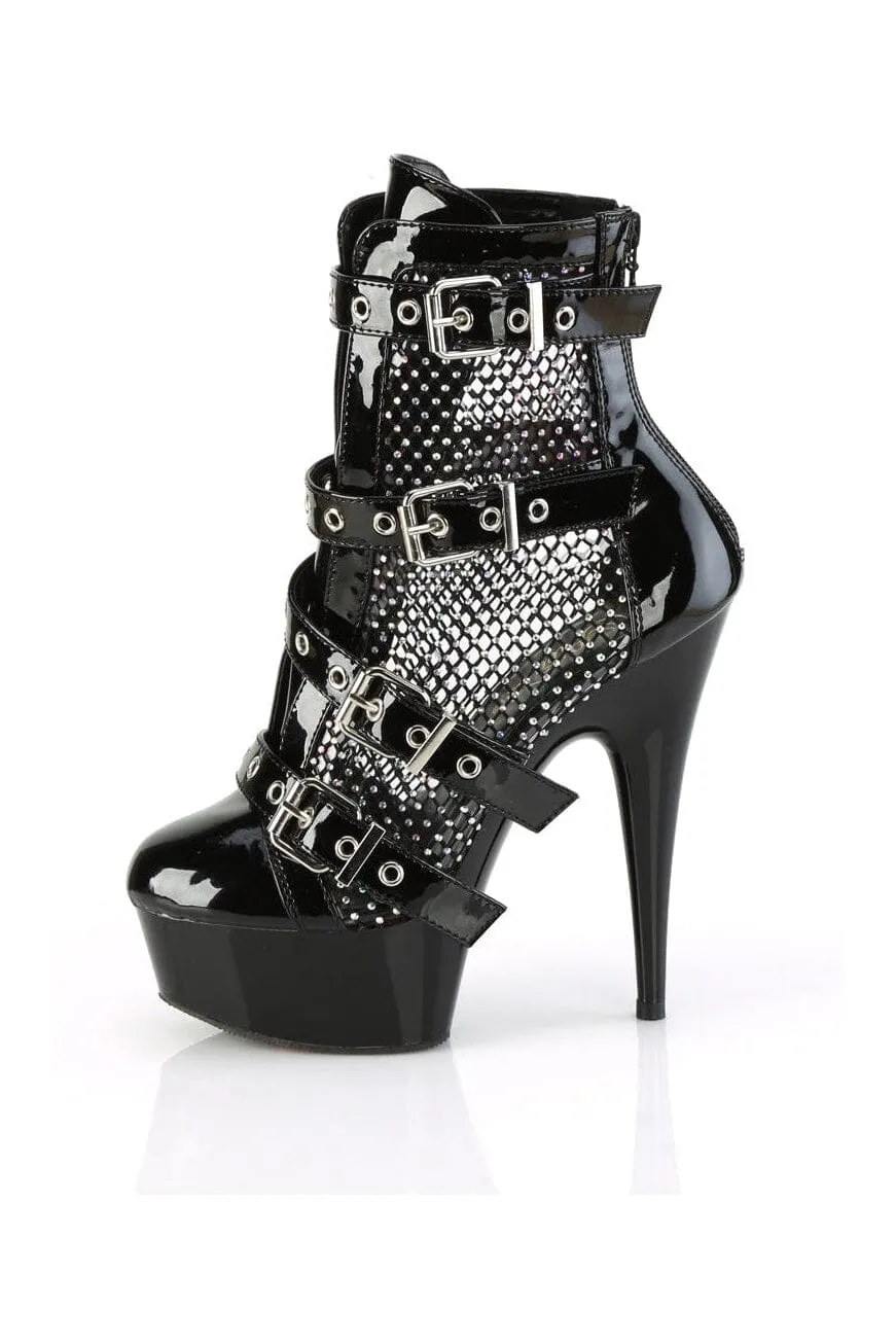 DELIGHT-1013RM Black Patent Ankle Boot