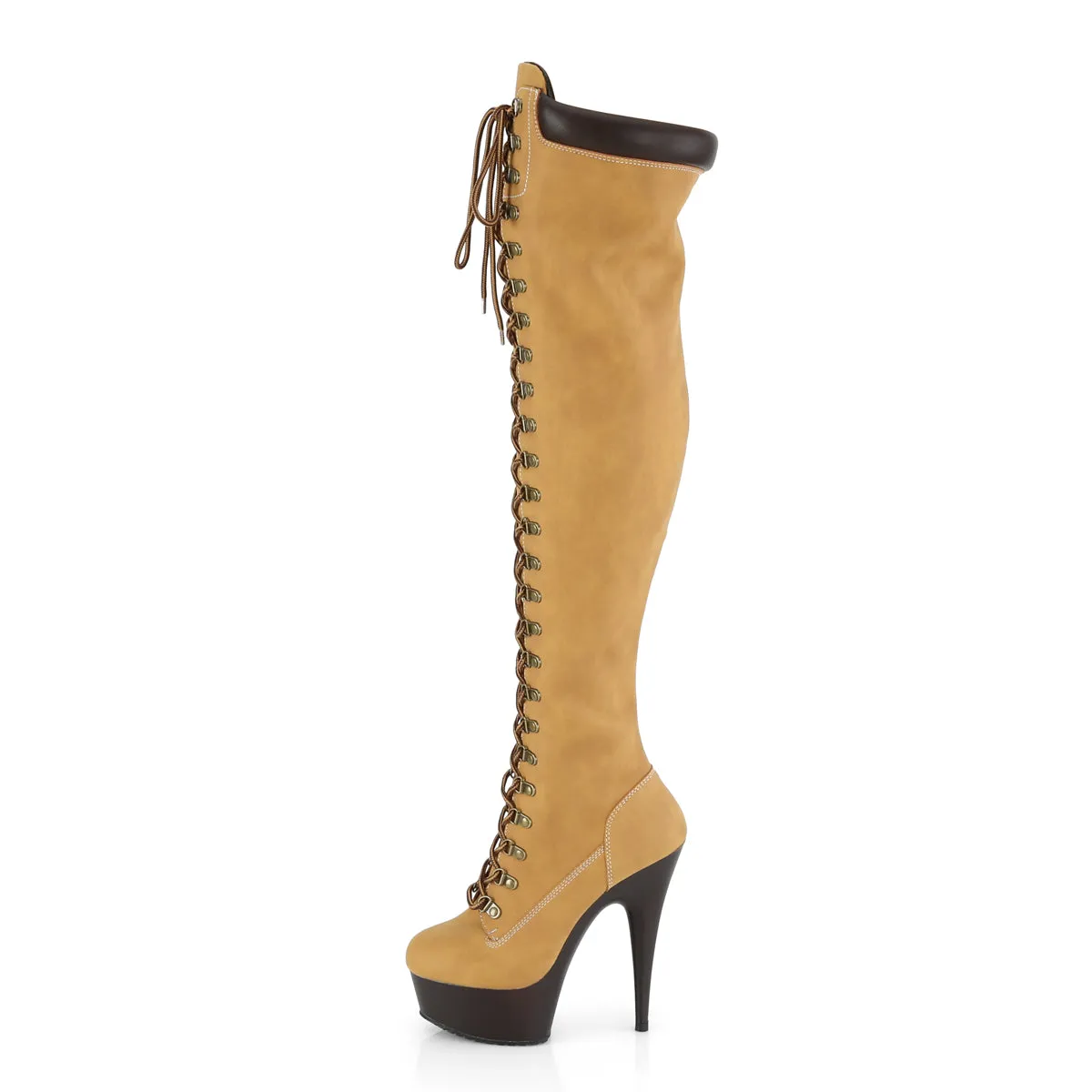 DELIGHT-3000TL  Tan Nubuck Faux Leather/Dark Brown Matte