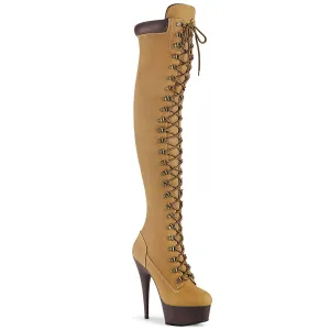 DELIGHT-3000TL  Tan Nubuck Faux Leather/Dark Brown Matte