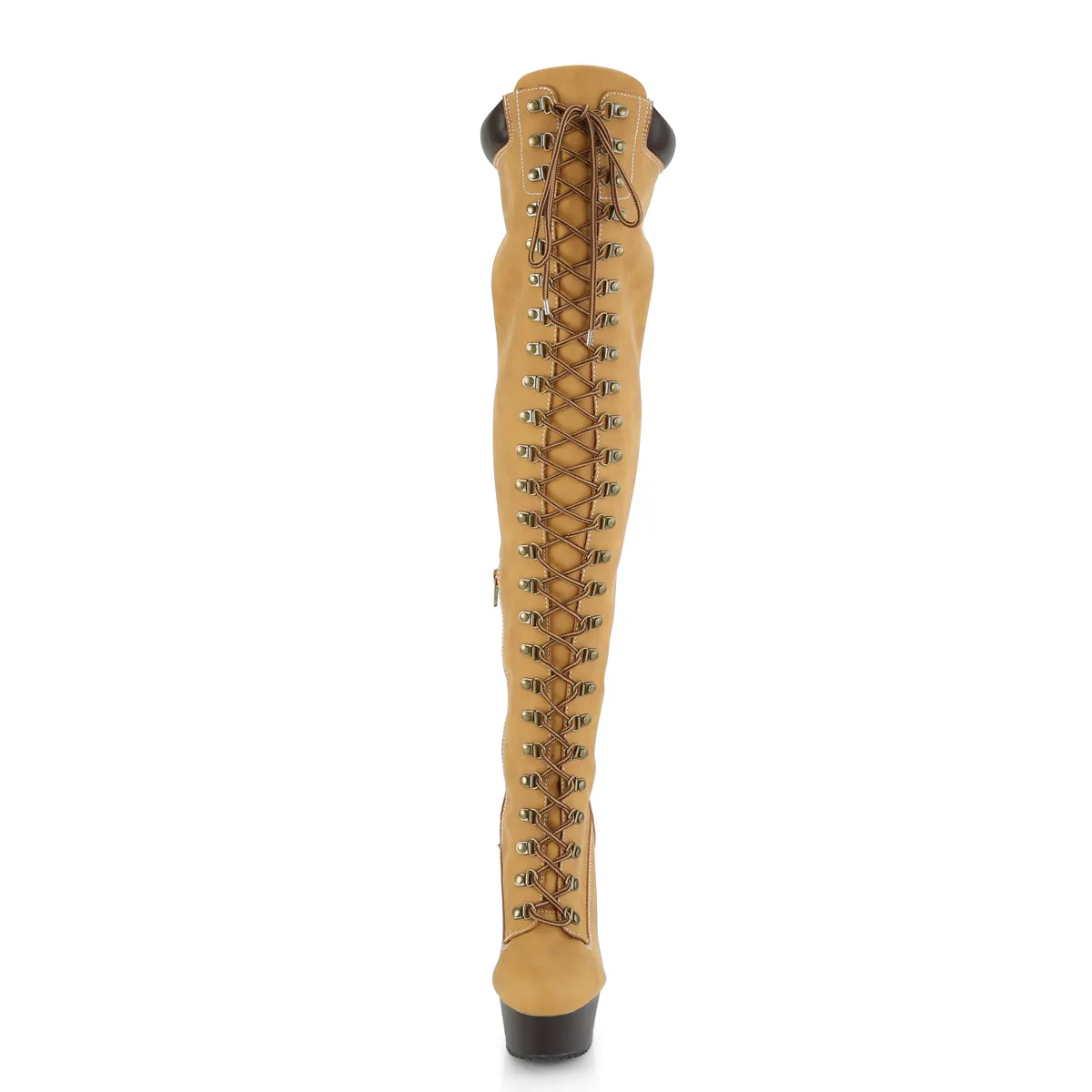 DELIGHT-3000TL  Tan Nubuck Faux Leather/Dark Brown Matte