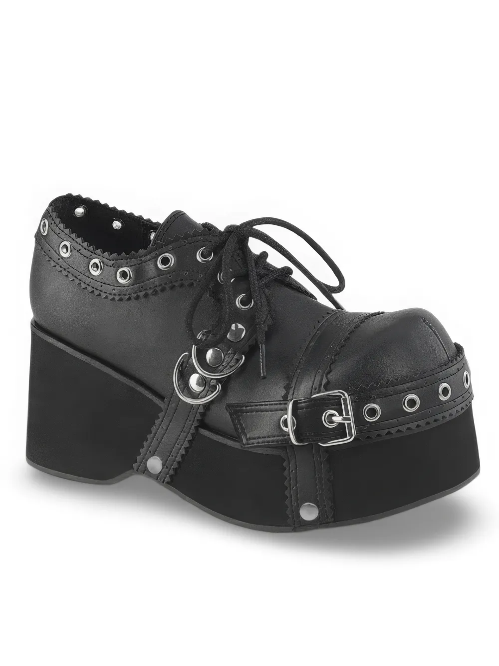 DEMONIA Lace-Up Platform Platform Shoes with Buckle Straps